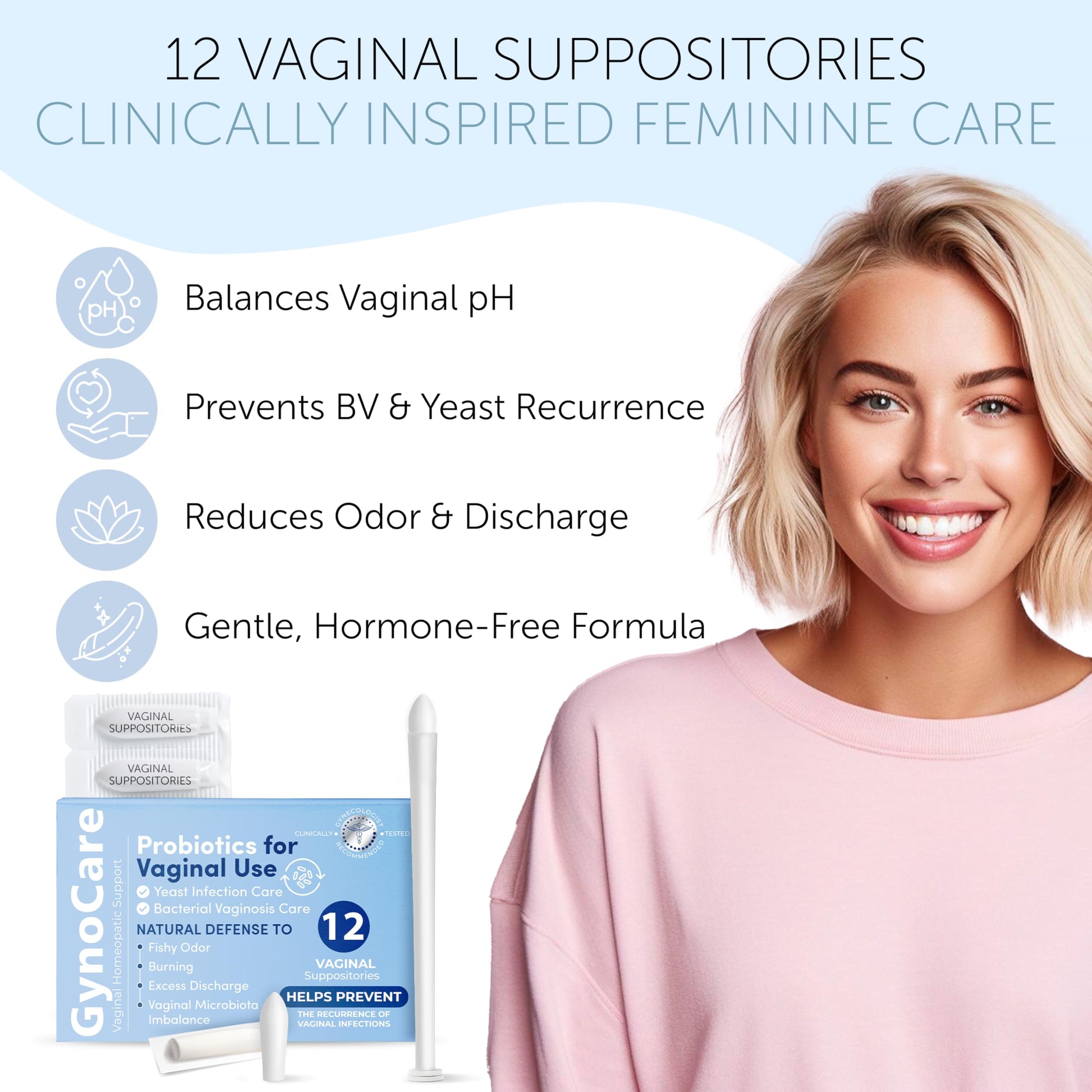 Vaginal Probiotics for Women | Boric Acid For Women | pH Balance for Women | Yeast Infection Care | Natural Defense Against Fishy Odor, Burning and Excess Discharge | 12 Vaginal Suppositories Terramed Just Think ComfortUS supplements