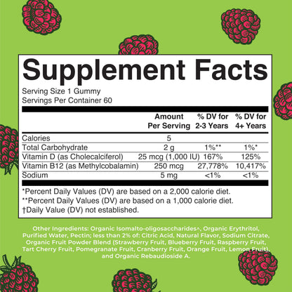 MaryRuth Organics Sugar Free | 2 Month Supply | Vitamin D & B12 Vitamin Supplements for Adults & Kids | Bone Health | Immune Support | Vegan | Non-GMO | 60 Servings MARYRUTH'SUS supplements