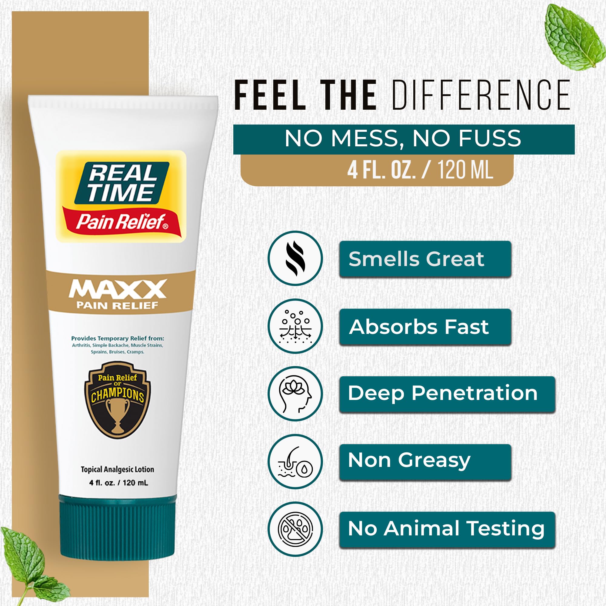 Real Time Pain Relief MAXX 4oz Tube | 18 Natural Ingredients: Arnica, Menthol & Peppermint | Maximum Strength Muscle Pain Relief Lotion for Arthritis, Hands, Ankles, Back, Shoulders, Knees & Joints Real Time Pain ReliefAu supplements