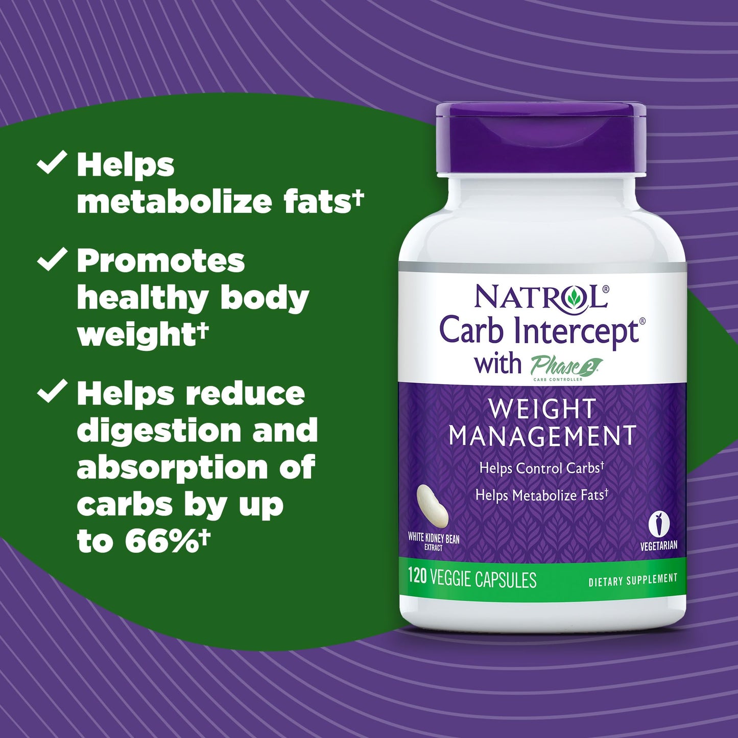 Natrol Carb Intercept Capsules with White Kidney Bean Extract - Controls Carbs, Metabolize NatrolUS supplements