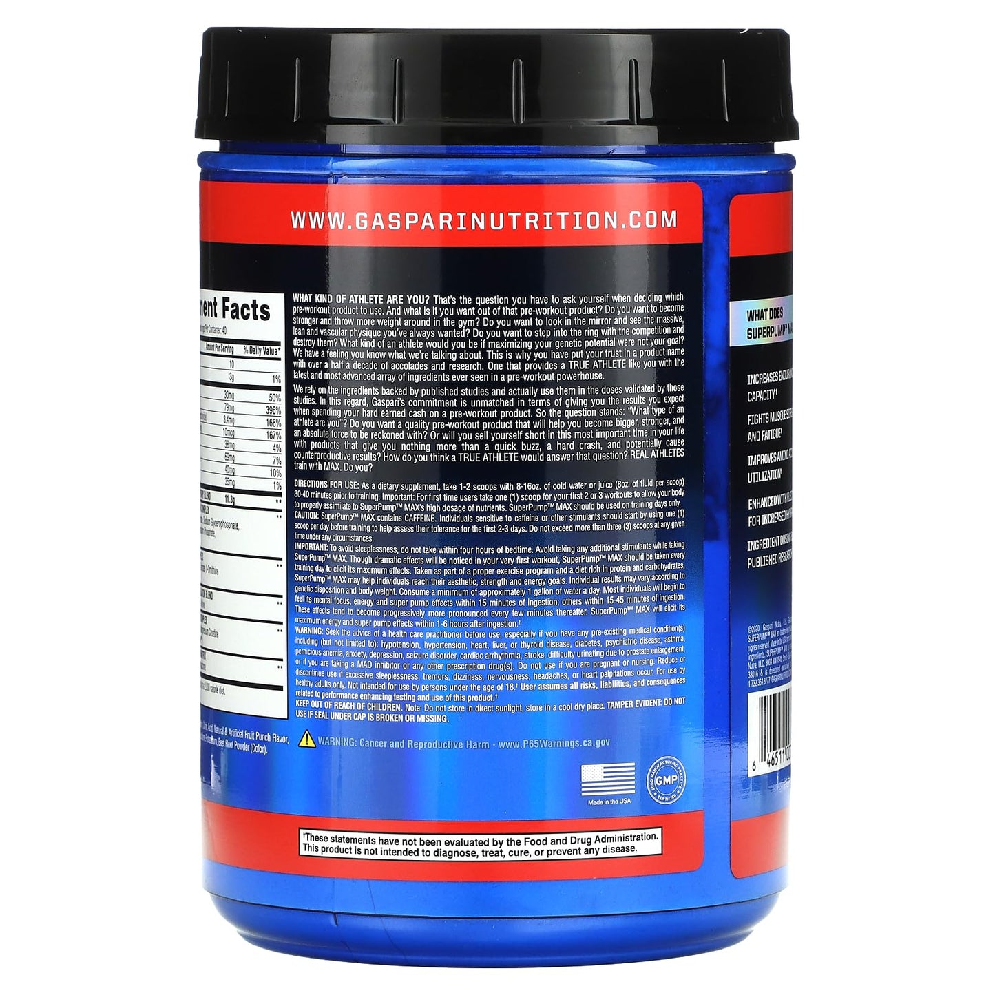 Gaspari Nutrition - SuperPump MAX - The Ultimate Pre Workout Powder, Sustained Energy Gaspari NutritionUS supplements