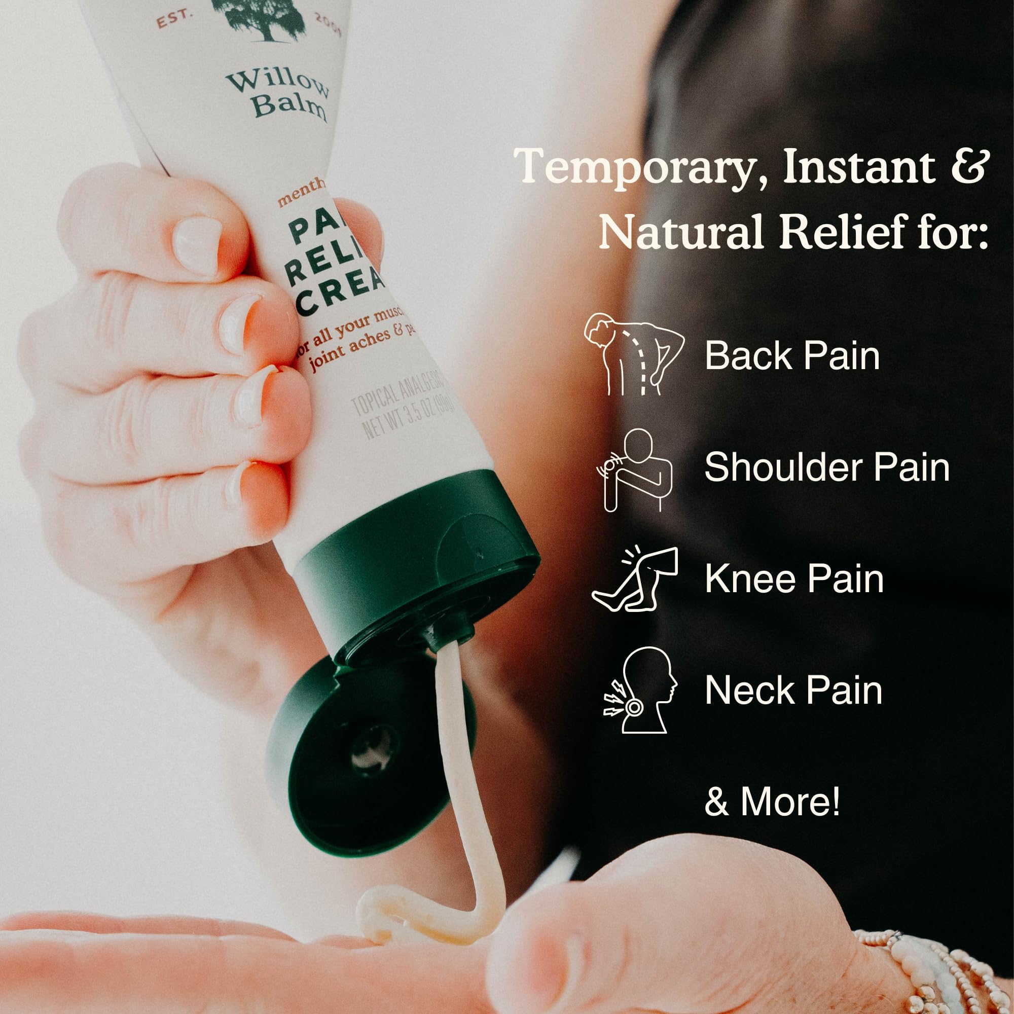 Nature's Willow Willow Balm Natural Pain Relief Cream for Muscles & Joints | Fast-Acting with Willow Bark & Menthol | Free from Artificial Fragrances & Dyes | 1-Pack | 3.5 fl oz Nature's WillowAu supplements