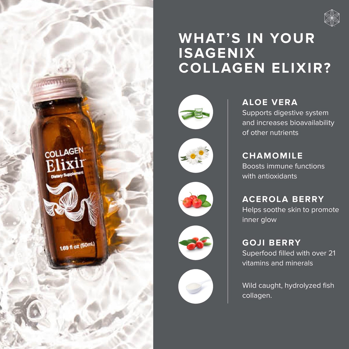 Isagenix Collagen Elixir - Collagen Drink with Marine Collagen Peptides - Liquid Collagen IsagenixUS supplements