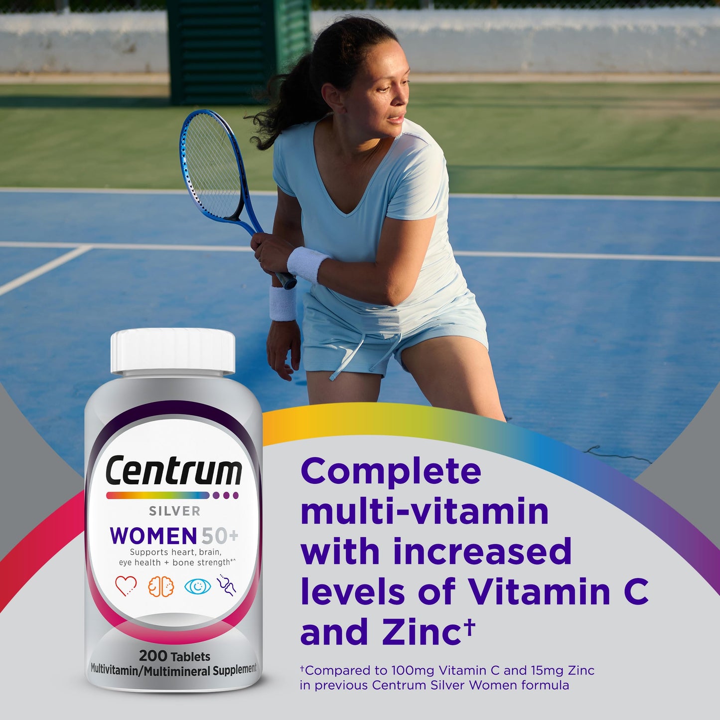 Centrum Silver Women's Multivitamin for Women 50 Plus, Multivitamin/Multimineral Supplement with Vitamin D3, B Vitamins, Non-GMO Ingredients CentrumUS supplements