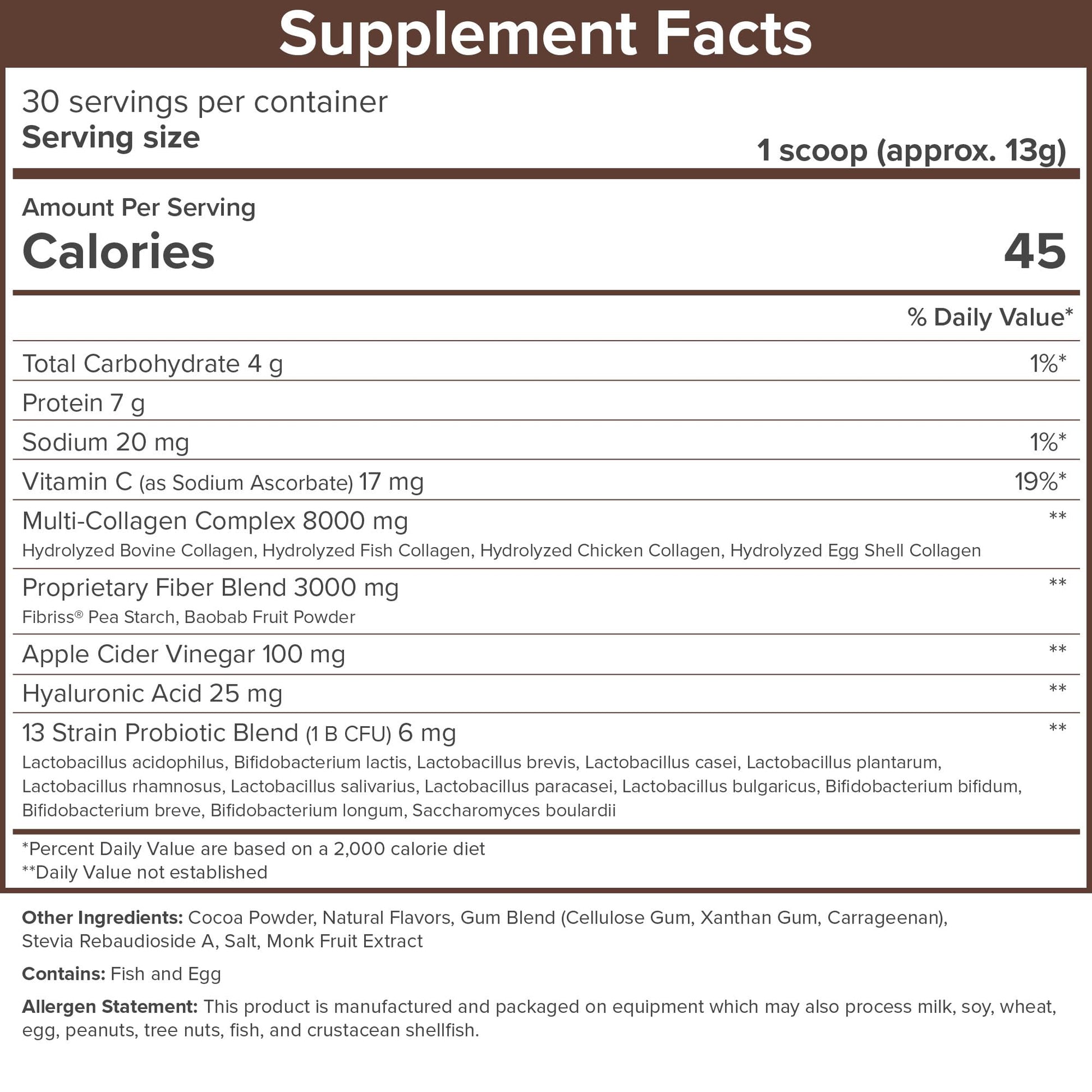 SkinnyFit Super Youth Chocolate Multi-Collagen Peptides + Probiotics, Baobab Fiber SkinnyFitUS supplements