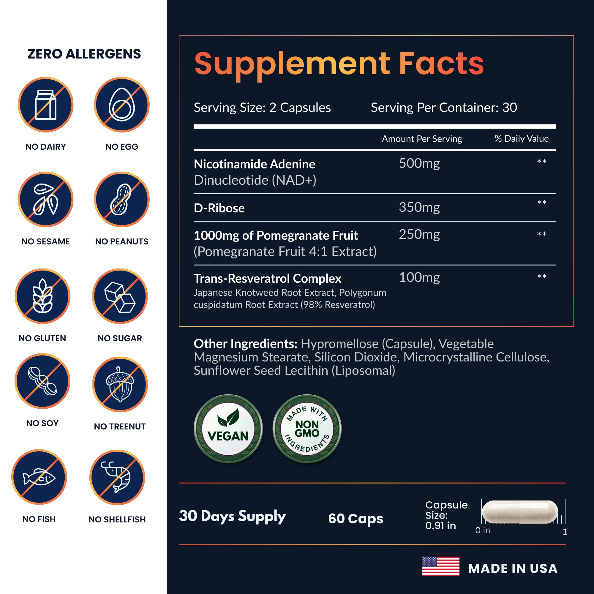 ForestLeaf NAD Resveratrol Capsules, Liposomal NAD Supplement for Women and Men with D-Ribose and Pomegranate, NAD+ for Energy, Focus and Anti-Aging Support, NMN Supplement Alternative (60 Caps) ForestLeafAu supplements