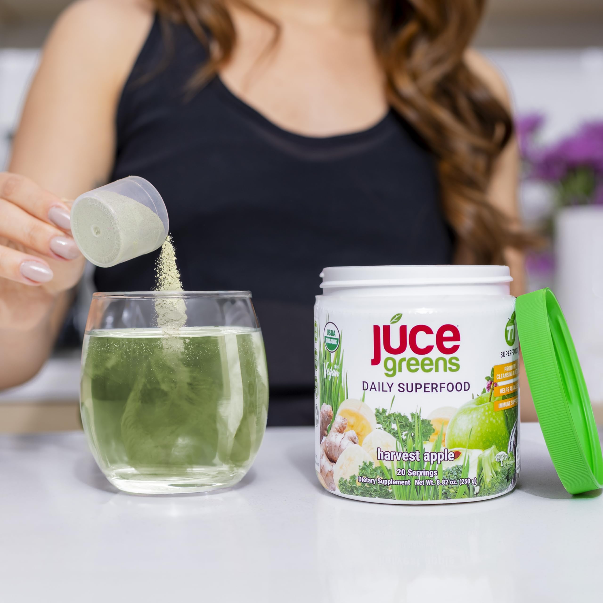 Terra Kai Organics JUCE Green Superfood Powder, Organic Fruits and Veggies Supplement W/ 77 Superfoods Plus Prebiotic Probiotic Blend, Harvest Apple Flavor - 20 Servings (250 g) Terra Kai OrganicsAu supplements