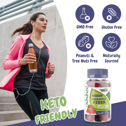 Fiber Prebiotic Gummies Sugar Free, Keto Friendly | Gut Cleansing, Digestive Health Regularity Health SuppliedUS supplements