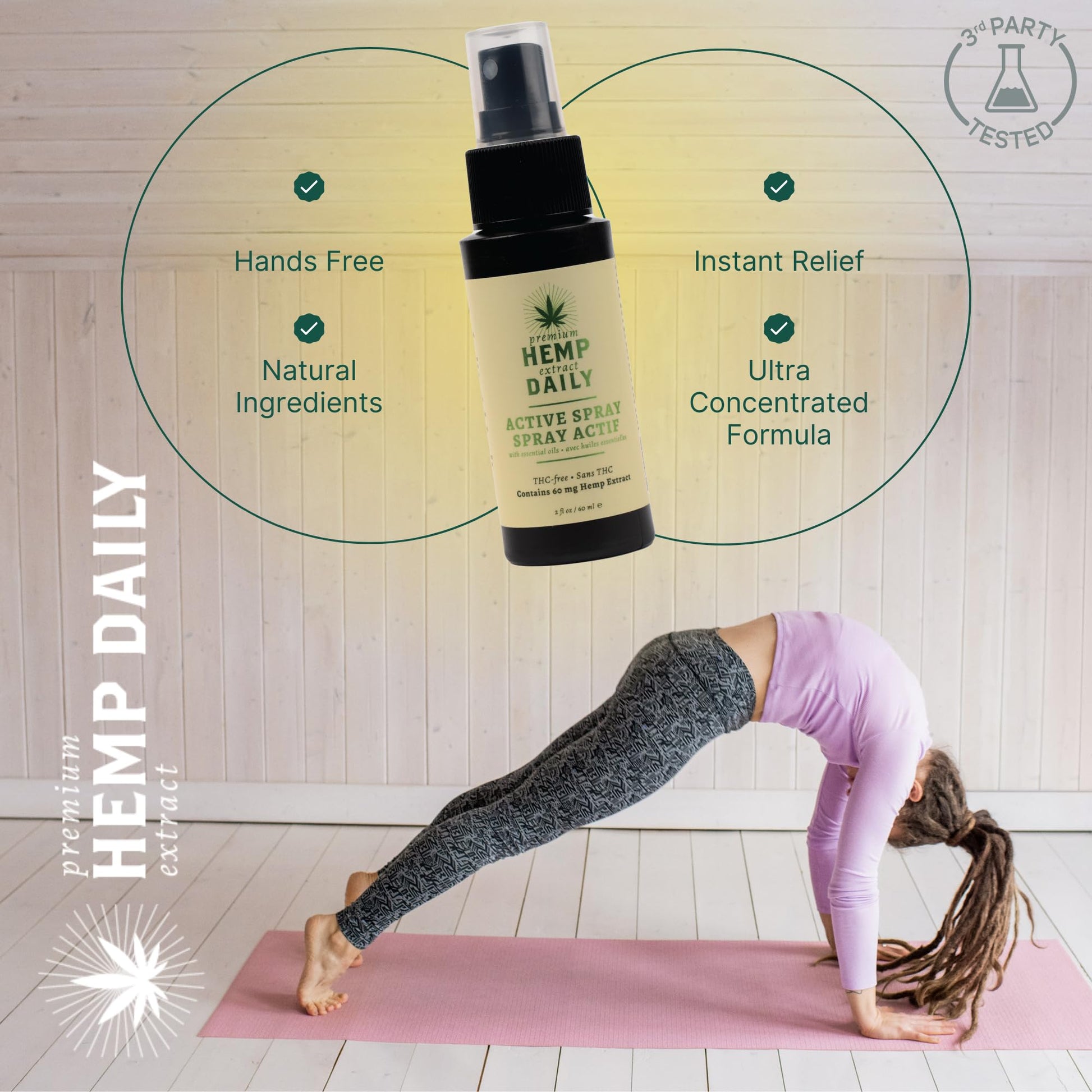 Hemp Daily Active Spray | Hemp Spray with Essential Oils | Vegan, Organic Ingredients | 2 Fluid Ounces (Original Spray, Single) Premium Hemp Extract DailyAu supplements