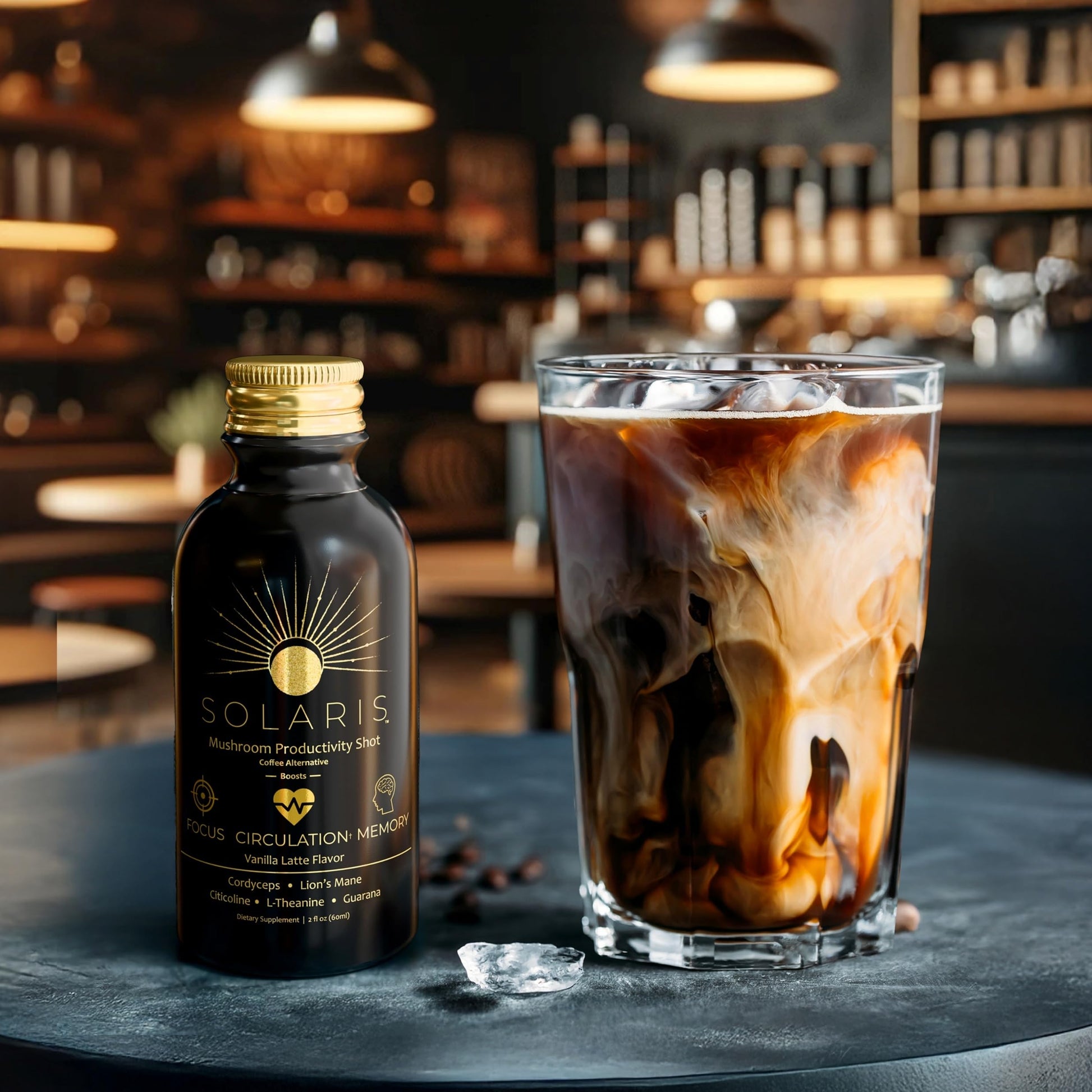 Solaris Mushroom Productivity Wellness Shots | Focus, Circulation, Memory | 4000mg of Cordyceps & Lion's Mane | Citicoline, L-Theanine, Vitamin B6/B12 | Coffee Alternative (6-Pack) Solaris ExtractsAu supplements