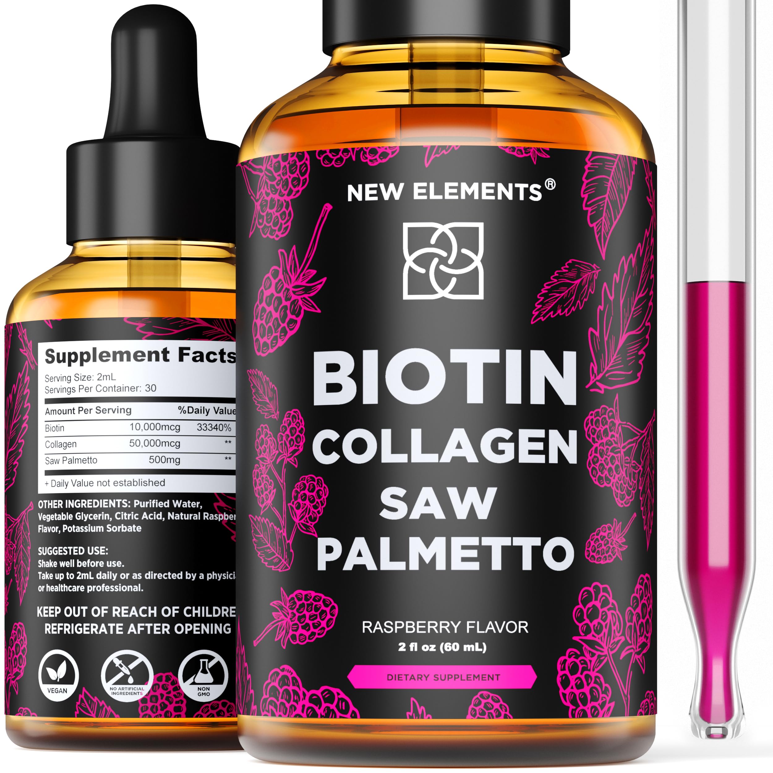 Liquid Biotin with Collagen & Saw Palmetto Extract for Women and Men | Hair Growth New ElementsAu supplements