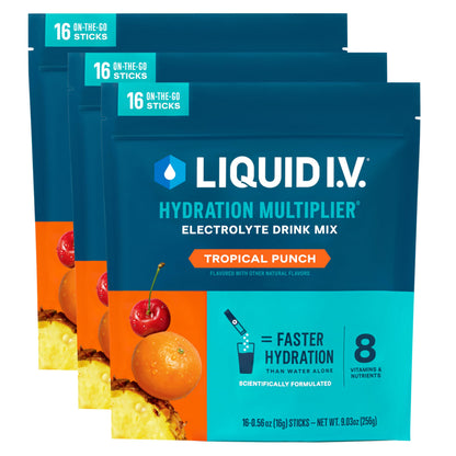 Liquid I.V.® Hydration Multiplier - Tropical Punch | Electrolyte Powder Drink Mix | 3 Pack (48 Servings) Liquid I.V.US supplements