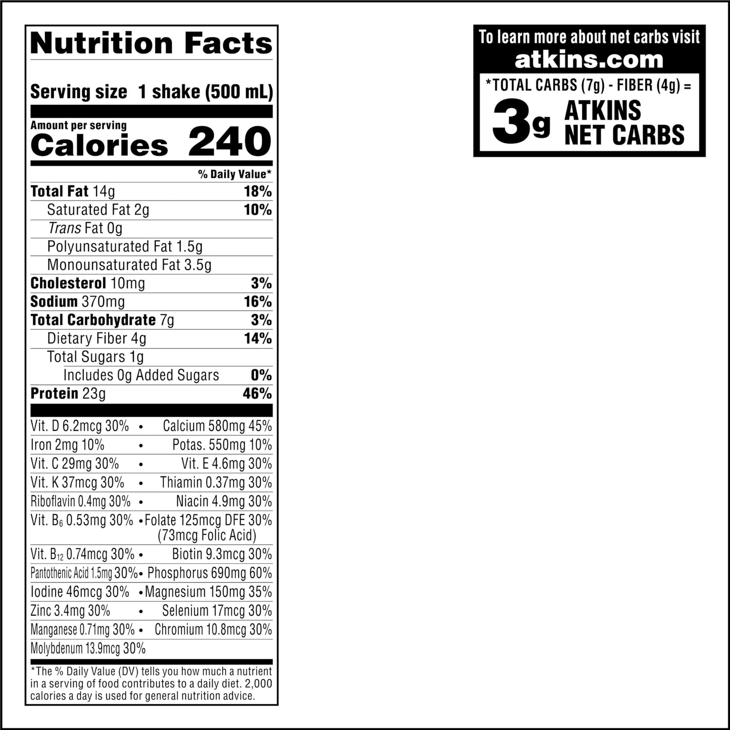 Atkins Vanilla Cream Meal Size Protein Shake, 23g Protein, Low Glycemic, 3g Carb AtkinsUS supplements