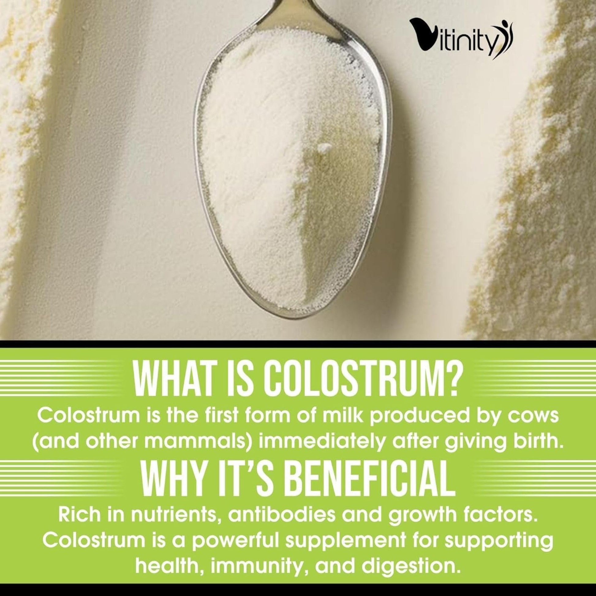 VITINITY Grass Fed Bovine Colostrum Powder for Humans 3000 mg - Natural IgG Colostrum Supplement Gut Health, Immune Support, Muscle Recovery, Wellness | Pure Colostrum Superfood,Unflavored 2 Pack VITINITYAu supplements