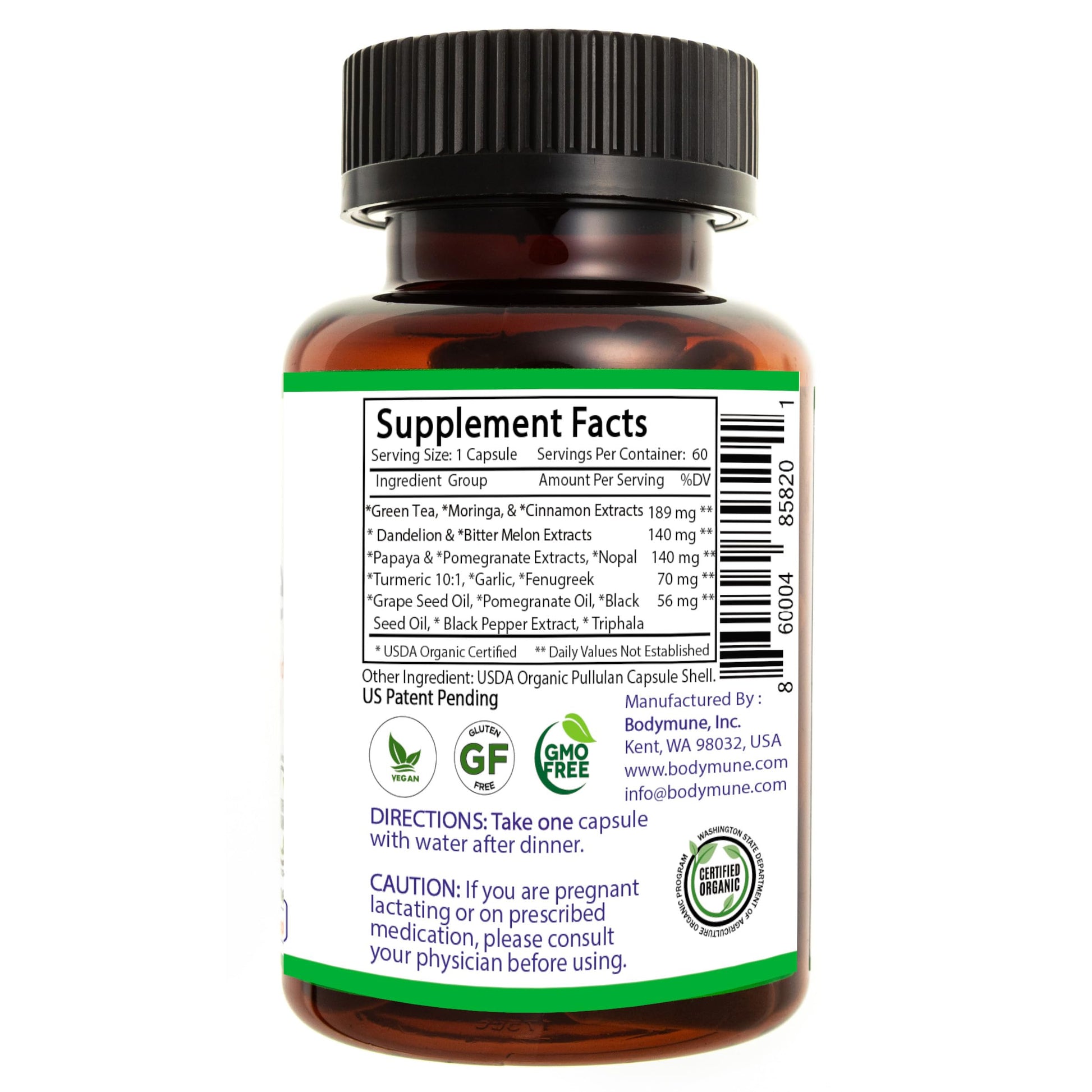Bodymune Heart Health Blend Cholesterol Support – Organic Cardiovascular & Circulation Supplement – with Green Tea, Pomegranate & Black Seed Oil – 66 Capsules – USDA Organic, Vegan BodymuneAu supplements