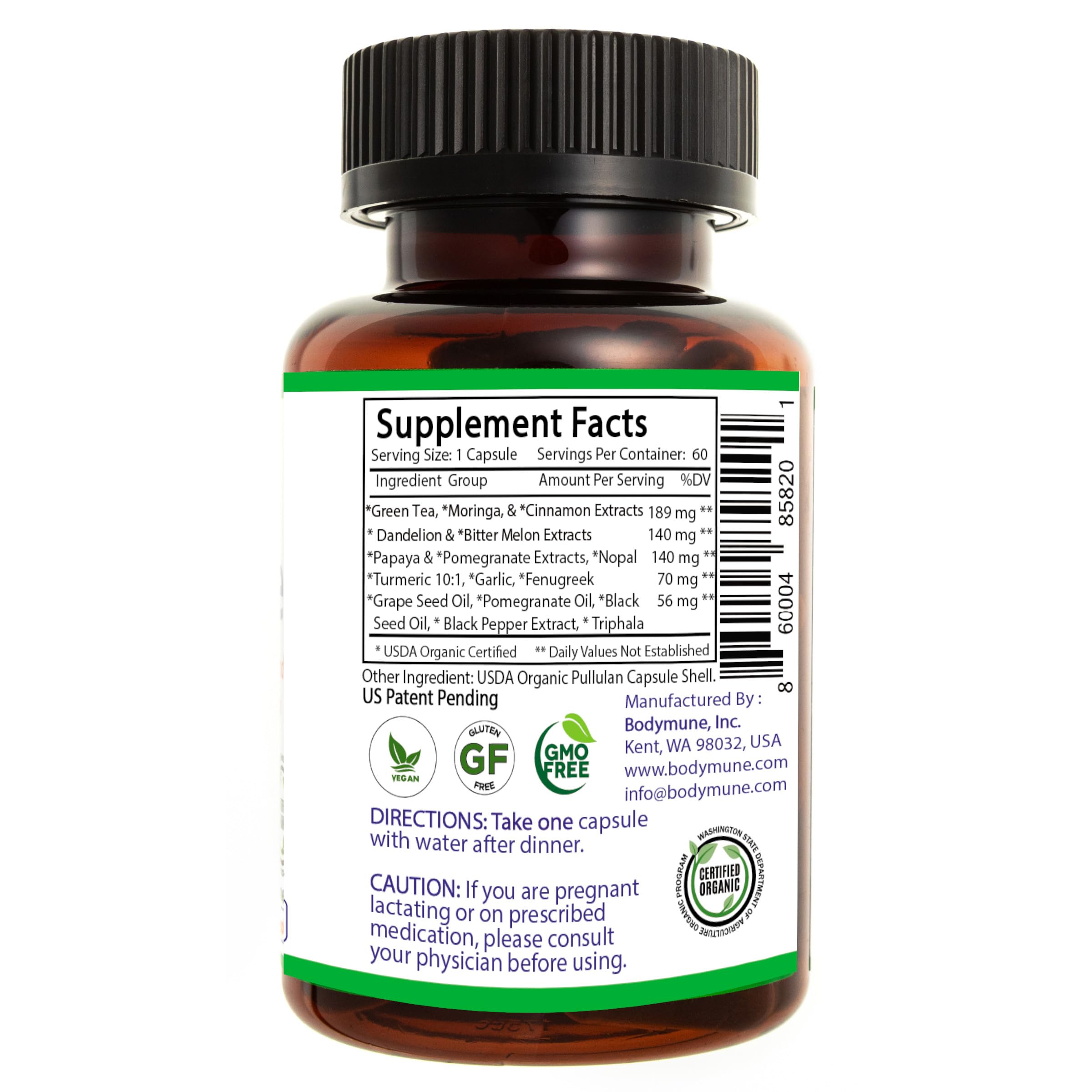 Bodymune Heart Health Blend Cholesterol Support – Organic Cardiovascular & Circulation Supplement – with Green Tea, Pomegranate & Black Seed Oil – 66 Capsules – USDA Organic, Vegan BodymuneAu supplements