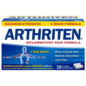Arthriten Inflammatory Pain Formula Caplets with 3 Active Ingredients: Aspirin, Acetaminophen & Caffeine, White, 28 Count (Pack of 1) ArthritenAu supplements