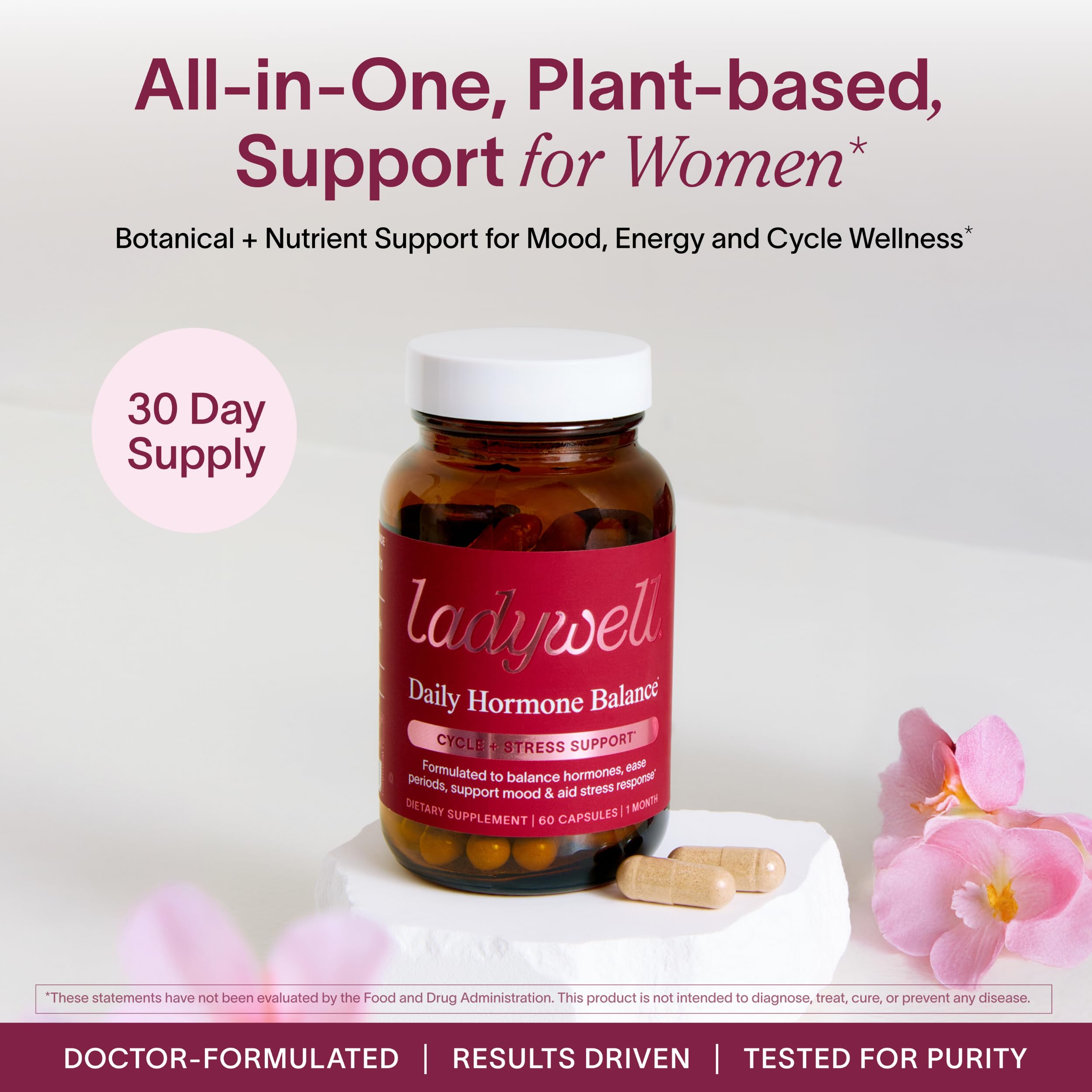 Ladywell Daily Hormone Balance Capsules | Natural Cycle Support for Women | Supports Mood, Bloating, Cramps, Skin Health & Cravings | with Chasteberry, B Vitamins, Ashwagandha, Saffron & More | 60 Ct LadywellAu supplements