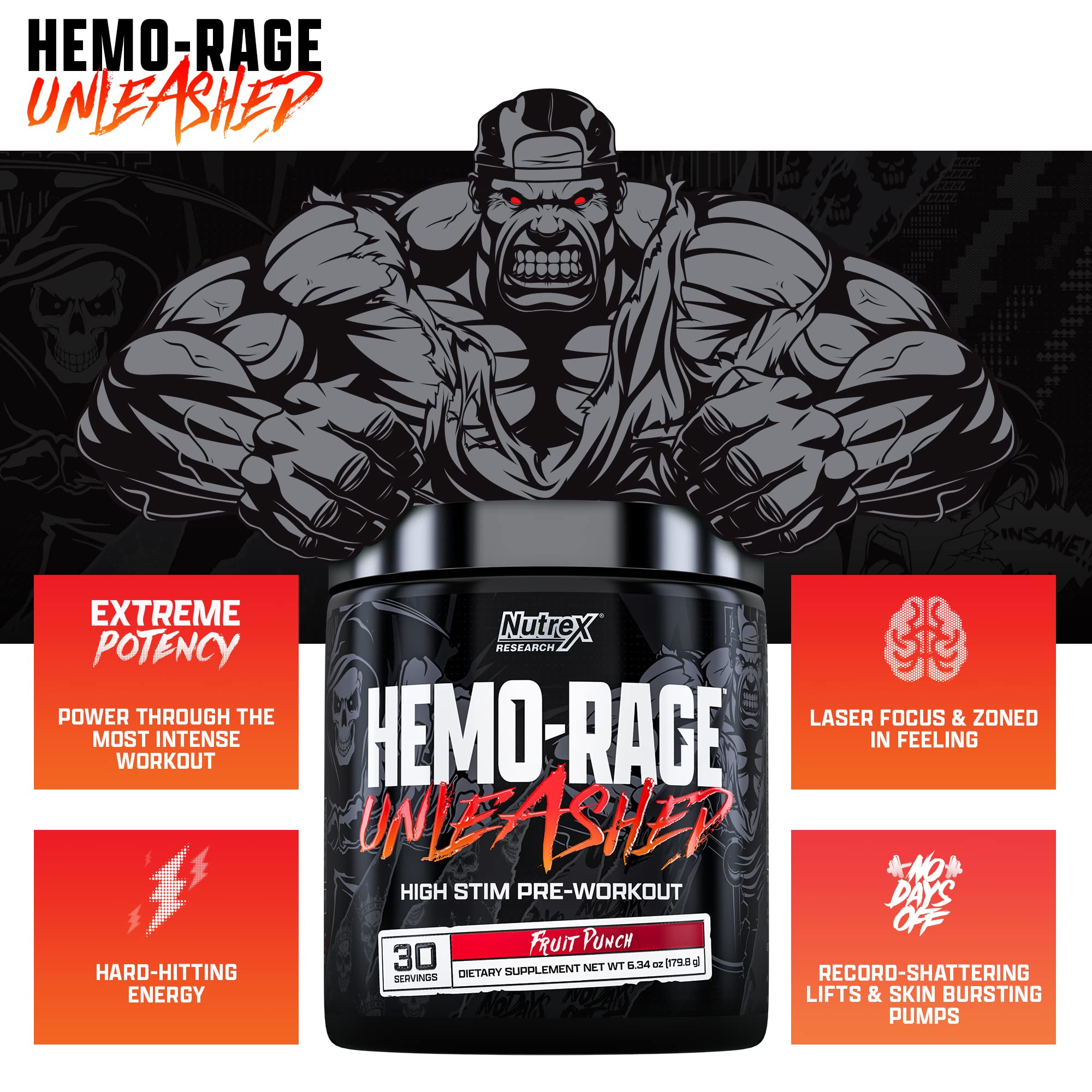 Nutrex Research Hemo-Rage Extreme High Stim Pre Workout Powder | Insane Lasting Energy Nutrex ResearchAu supplements
