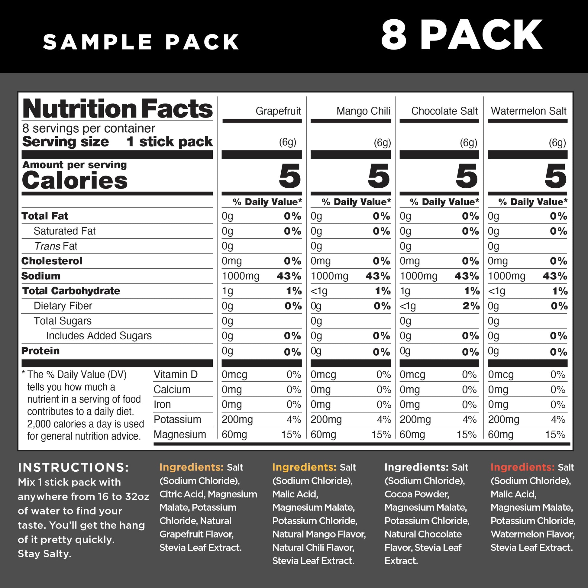 LMNT Zero Sugar Electrolytes - Sample Pack | Drink Mix | 8-Count Drink LMNTUS supplements
