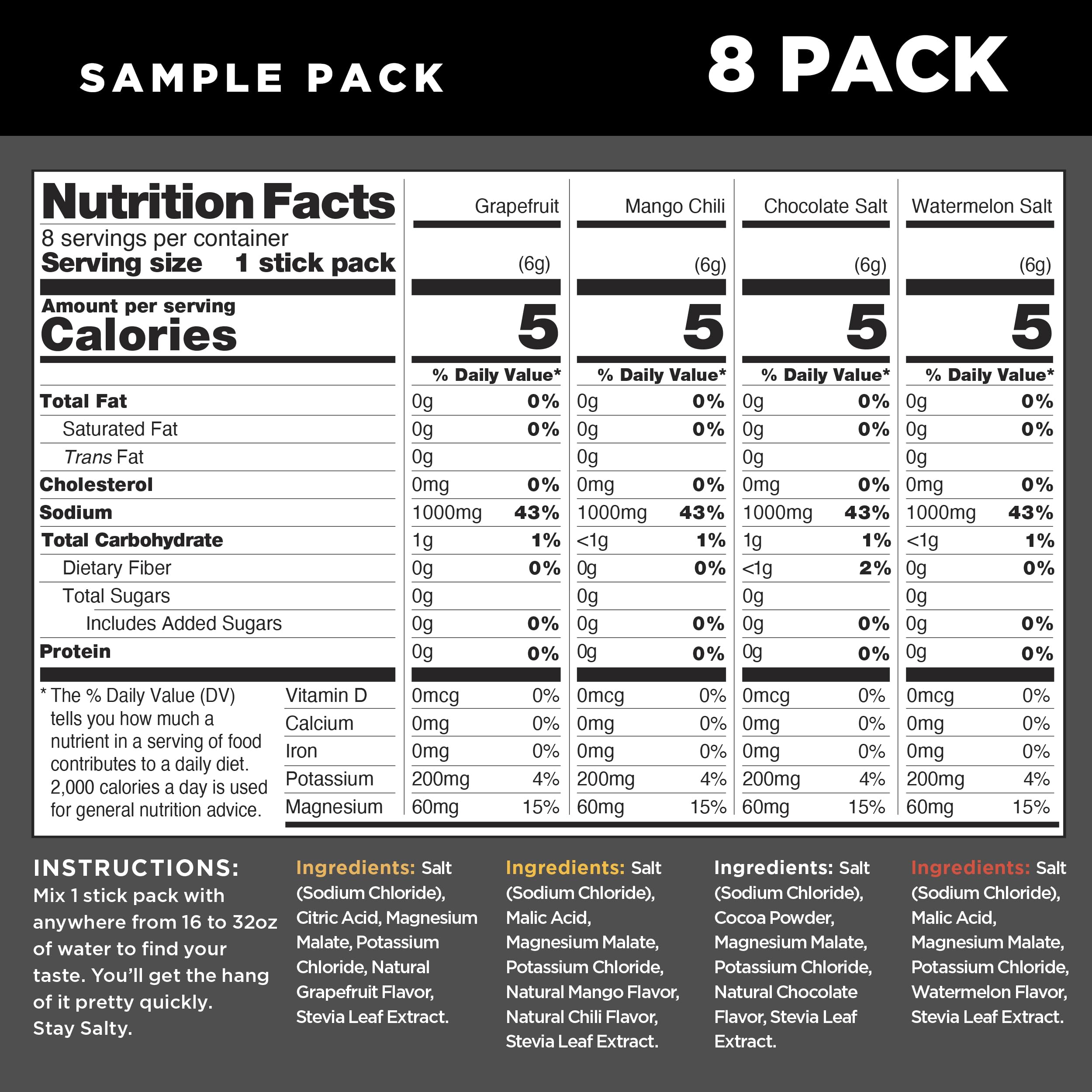 LMNT Zero Sugar Electrolytes - Sample Pack | Drink Mix | 8-Count Drink LMNTUS supplements