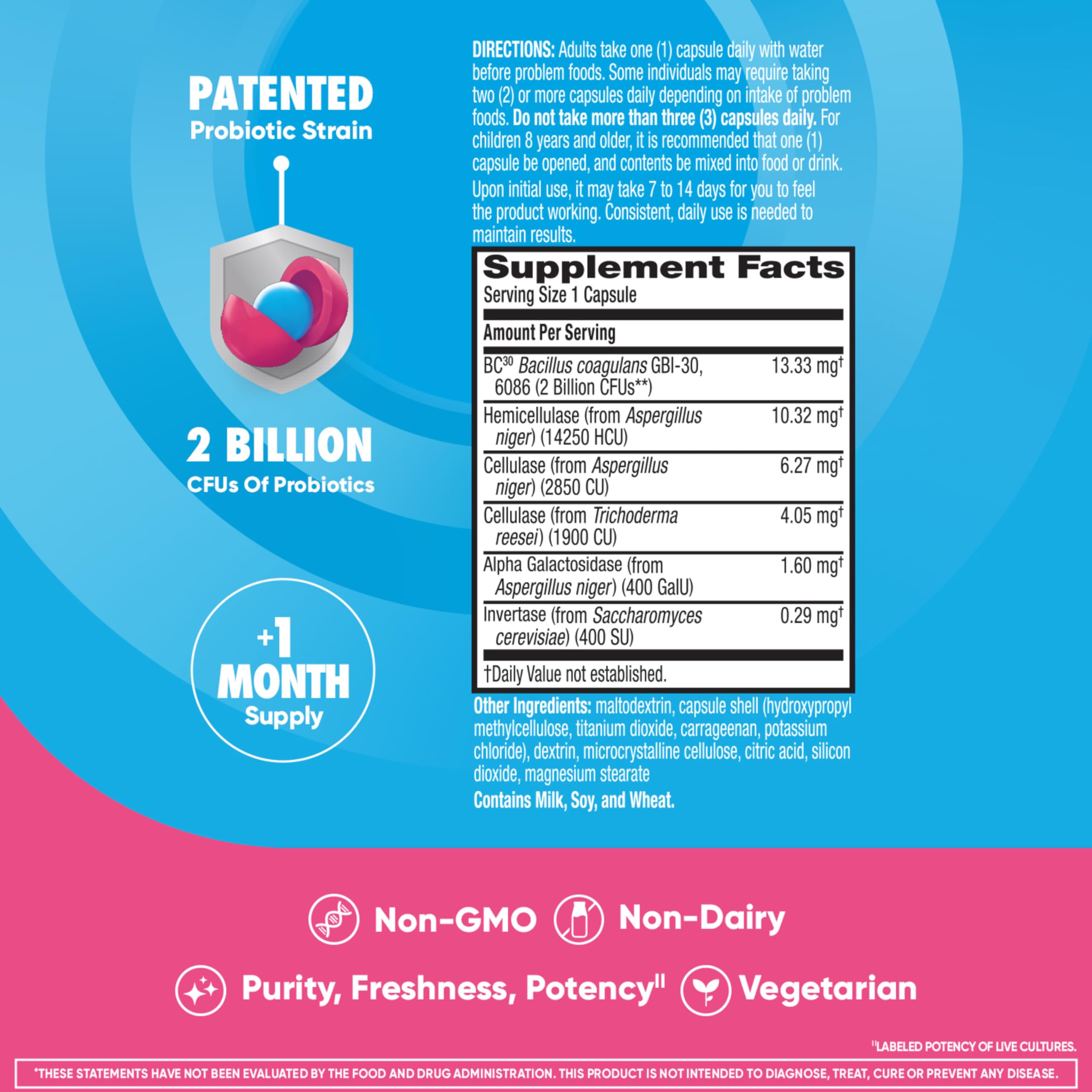 Digestive Enzyme and Probiotic Capsule- Digestive Advantage 32 Capsules, Survives 100x Better than regular 50 billion CFU, Breaks down food, helps prevent gas Digestive AdvantageAu supplements