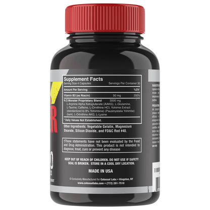 Colossal Labs Nitric Oxide Booster with L-Arginine, Extreme Pumps to Build Strength Goliath LabsUS supplements