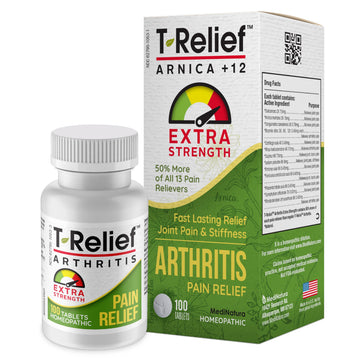 T-Relief Extra Strength Arthritis Pain Reliever Arnica +12 Natural Medicines for Joint Soreness Stiffness Aches, Quick Dissolving Pain Relief for Women & Men - 100 Tablets MediNaturaAu supplements