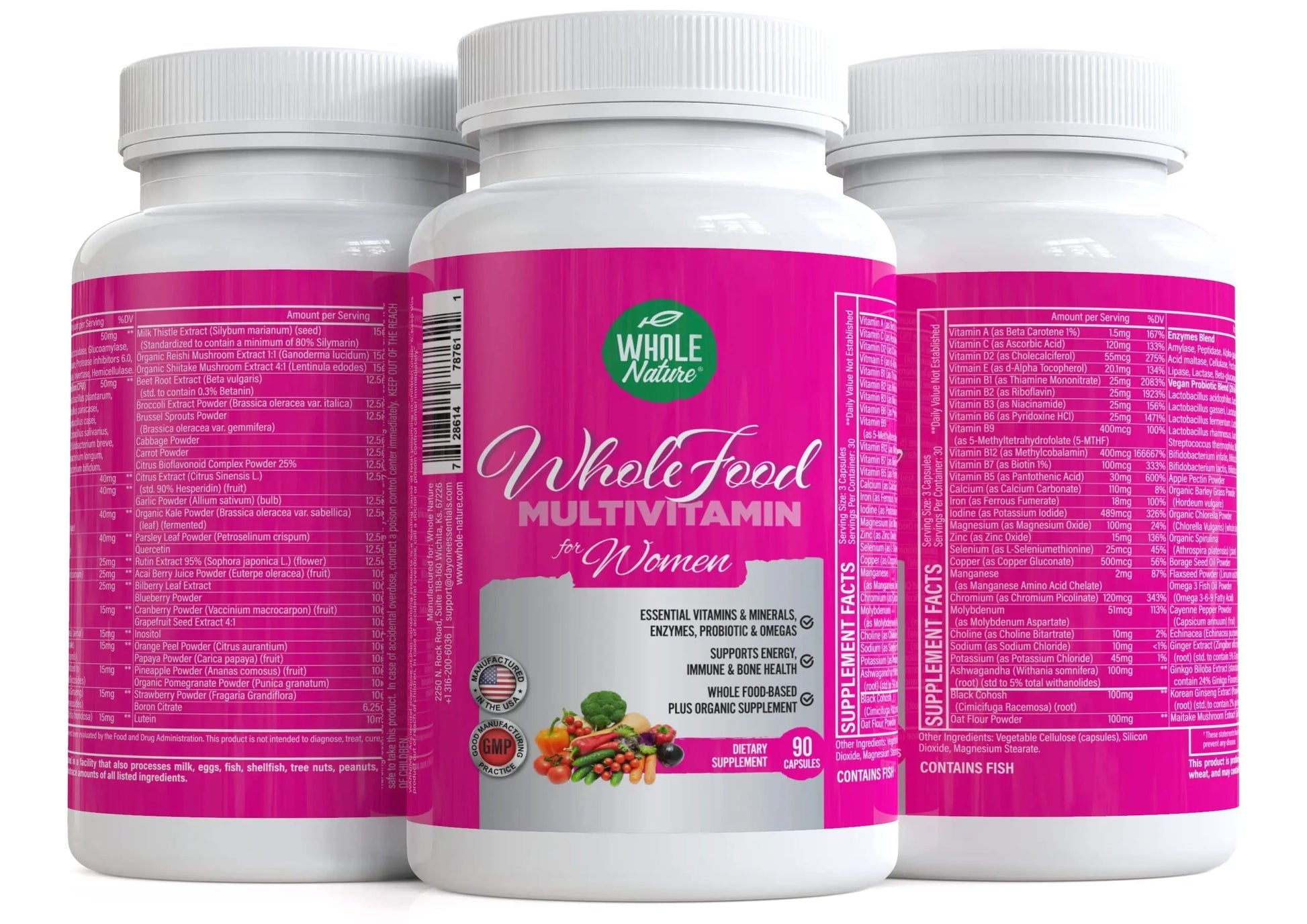 Whole Nature Whole Food Multivitamin for Women Womens Multi Vitamin with Folate, B12 Methyl, Vitamins, Minerals, Probiotics and Omegas Whole NatureAu supplements