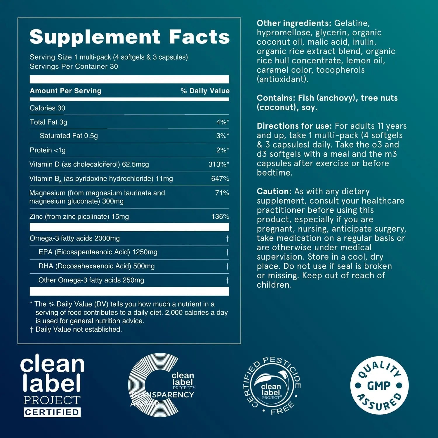 Puori P3 Health Essentials with Magnesium Zinc Complex, Omega 3 Fish Oil & Vitamin D3 Supplements - Men & Womens Daily Multi PuoriAu supplements