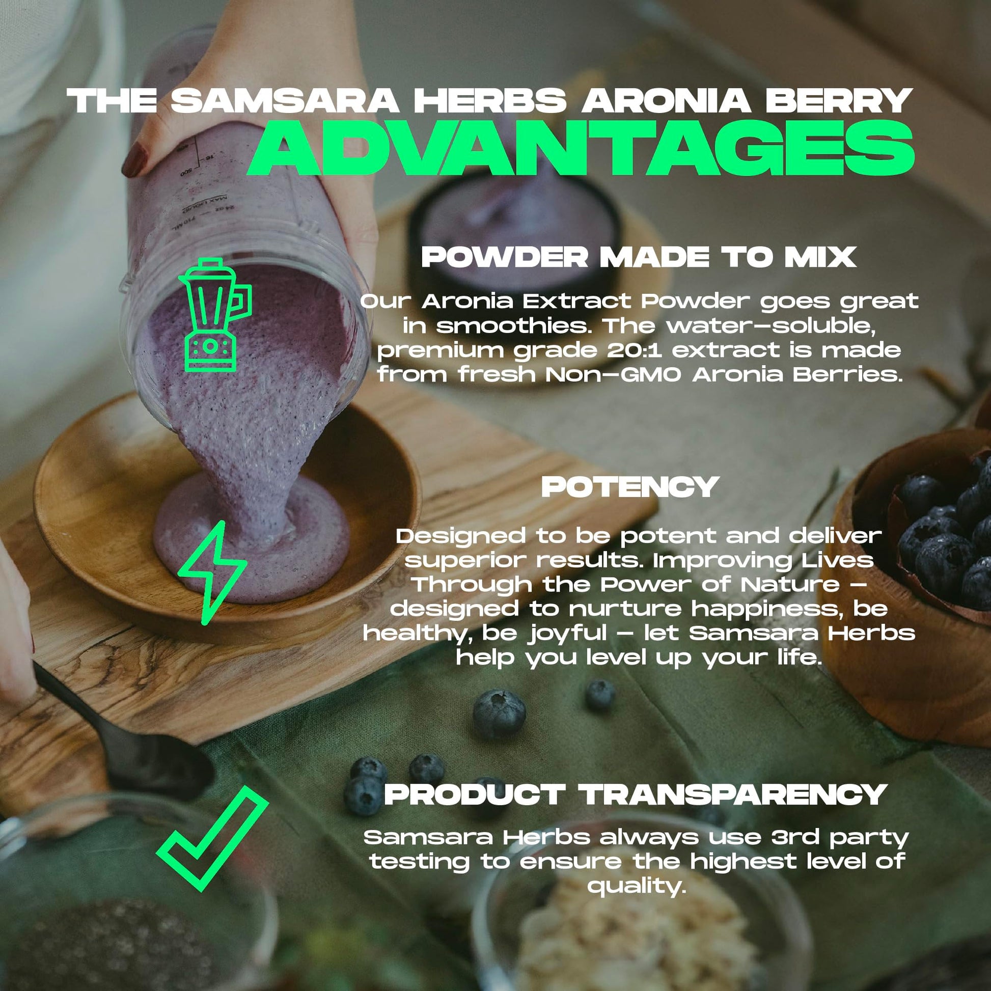 Samsara Herbs Aronia Berry 20:1 Extract Powder (16oz/454g) - Antioxidant, Flavonoids and Polyphenols Supplement - High ORAC - Native American Berry - Improved Wellbeing Samsara HerbsAu supplements