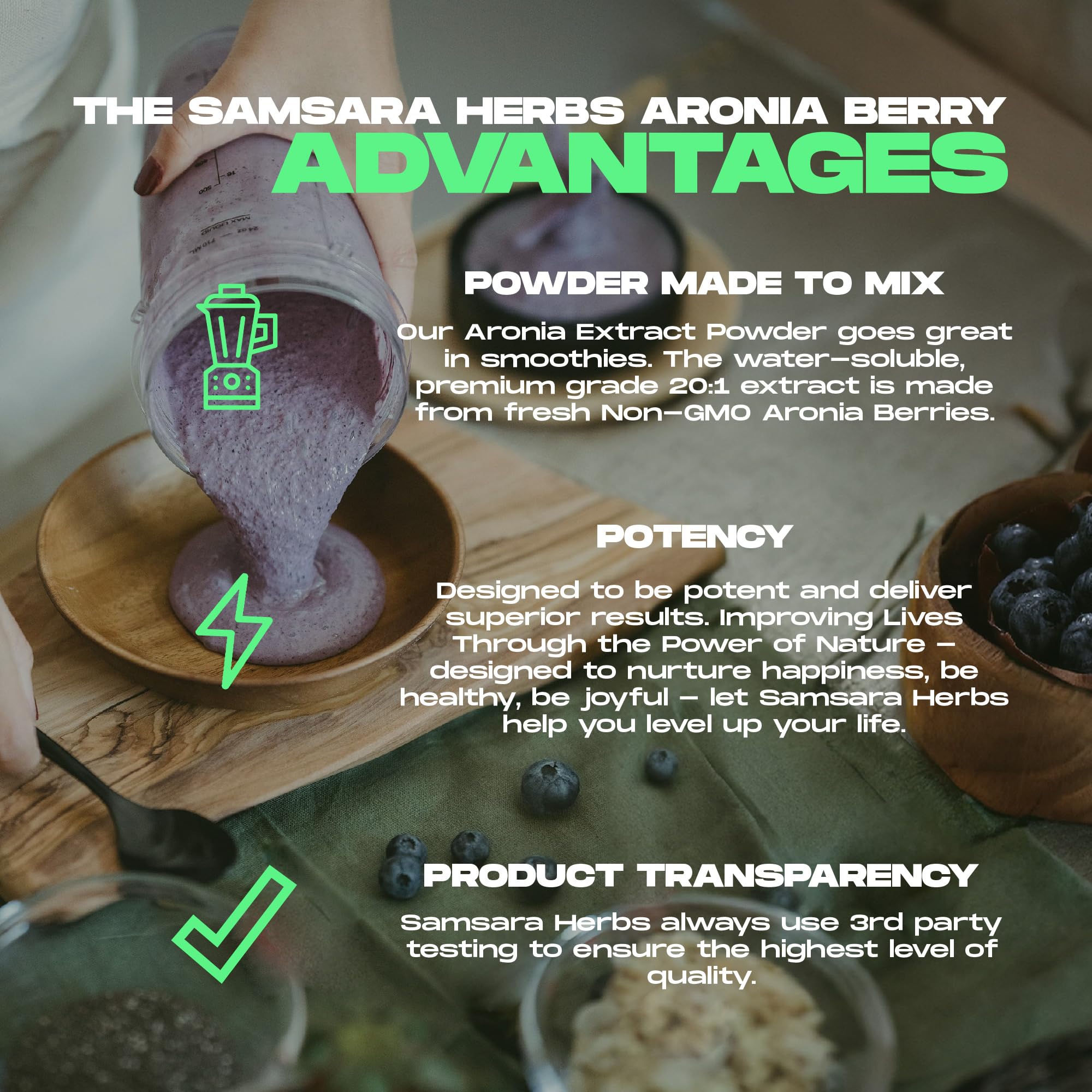 Samsara Herbs Aronia Berry 20:1 Extract Powder (16oz/454g) - Antioxidant, Flavonoids and Polyphenols Supplement - High ORAC - Native American Berry - Improved Wellbeing Samsara HerbsAu supplements