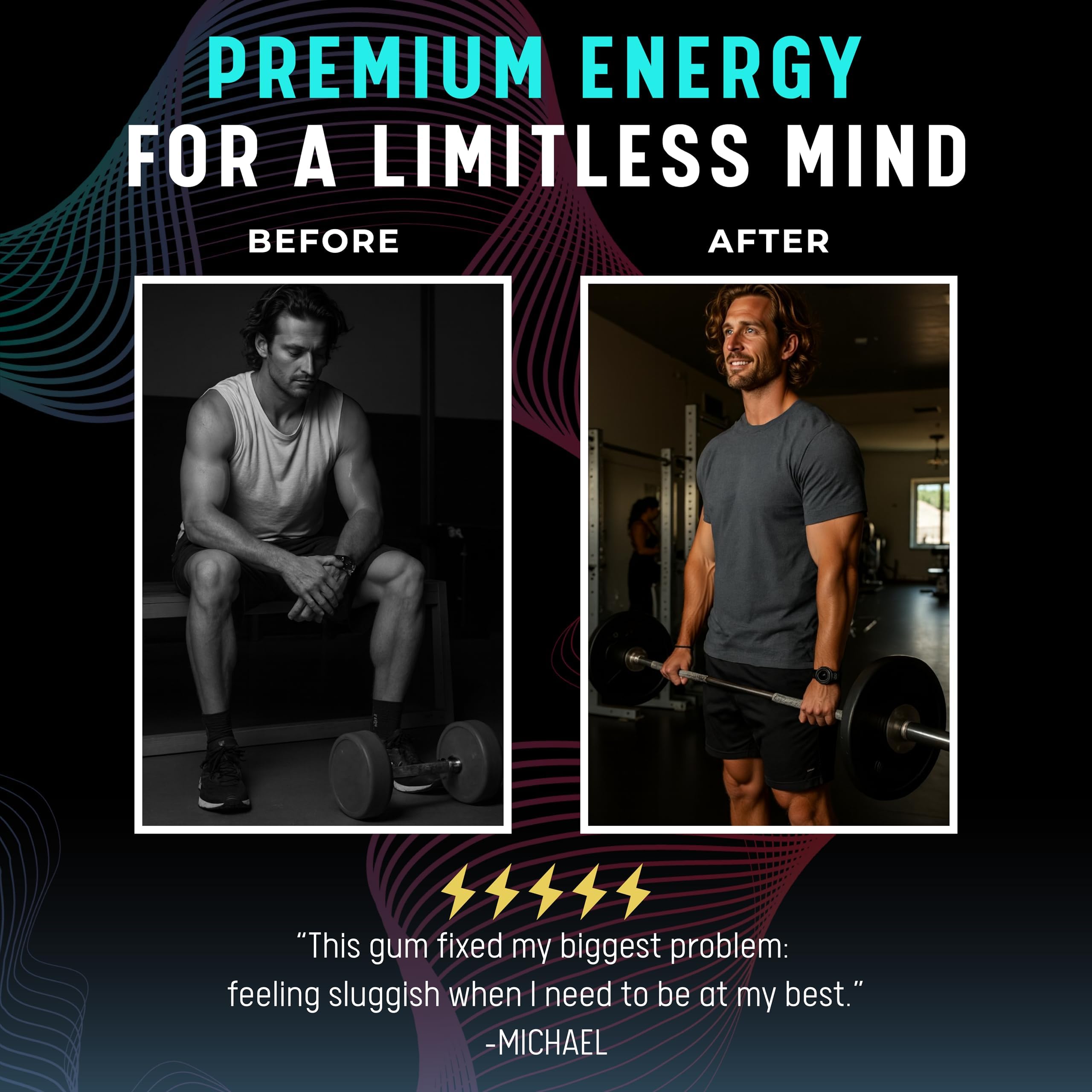 BIG GUM ENERGY & FOCUS – 80mg Caffeine + 40mg L-Theanine + 80mg Alpha GPC – Nootropic Chewing Gum for Focus, Energy & Execution – Icy Mint – 25 Pieces (5 Packs) Gym & Work Execution. UNCOMMON ELEMENTSAu supplements