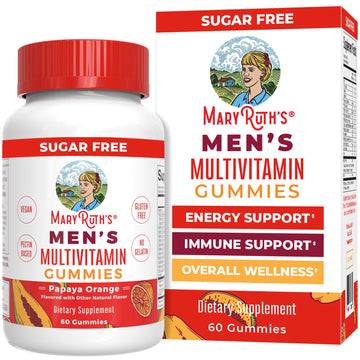 MaryRuth's Multivitamin Gummies for Men | Vitamin A, C, D, E, B6, B12, Biotin, Zinc | Energy Metabolism | Immunity | Bone Health | Cellular Health | Vegan | Non-GMO | Gluten & Sugar Free | 60 Count MARYRUTH'SUS supplements