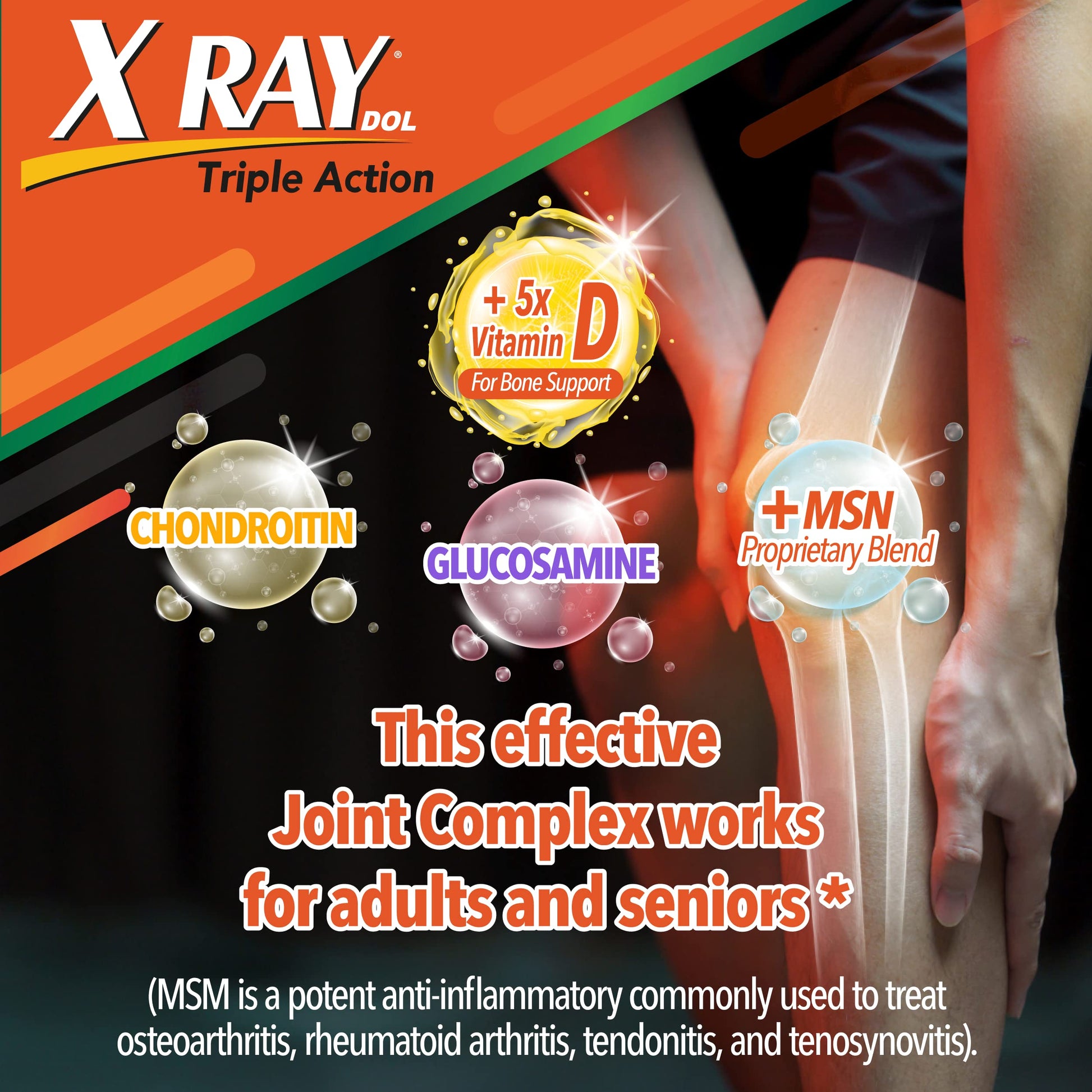 X Ray Dol Triple Action Joint Health Supplement, with 5X Vitamin D, Glucosamine 1500mg X Ray DolUS supplements