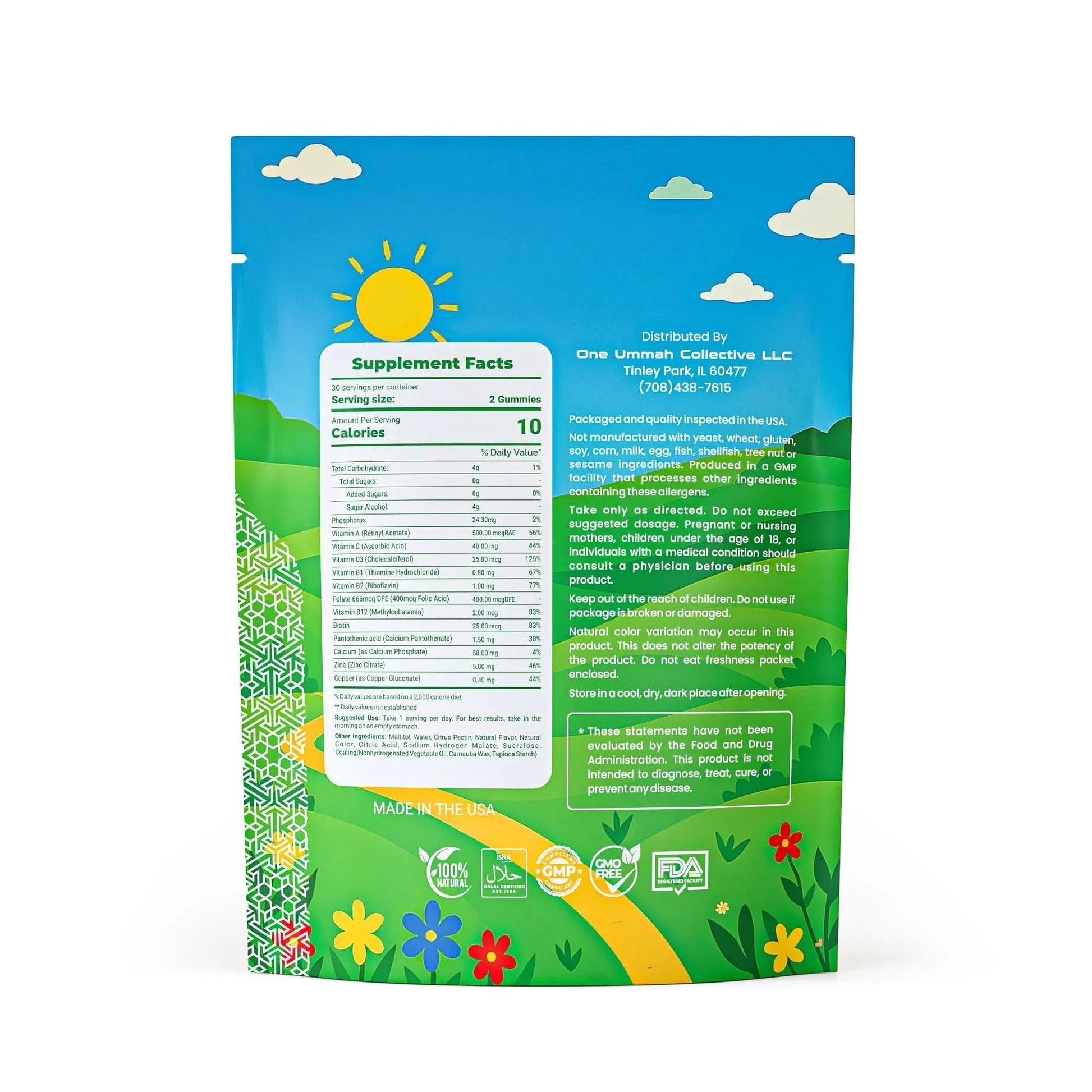 Halal Certified Kids Multivitamin Gummies - Sugar Free, Easy Digestion & High Absorption - Packed with Essential Nutrients One UmmahAu supplements