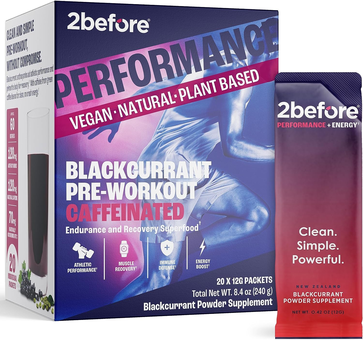 2before All Natural Vegan Pre Workout, with 120mg Caffeine I Clean Energy, Endurance 2beforeAu supplements