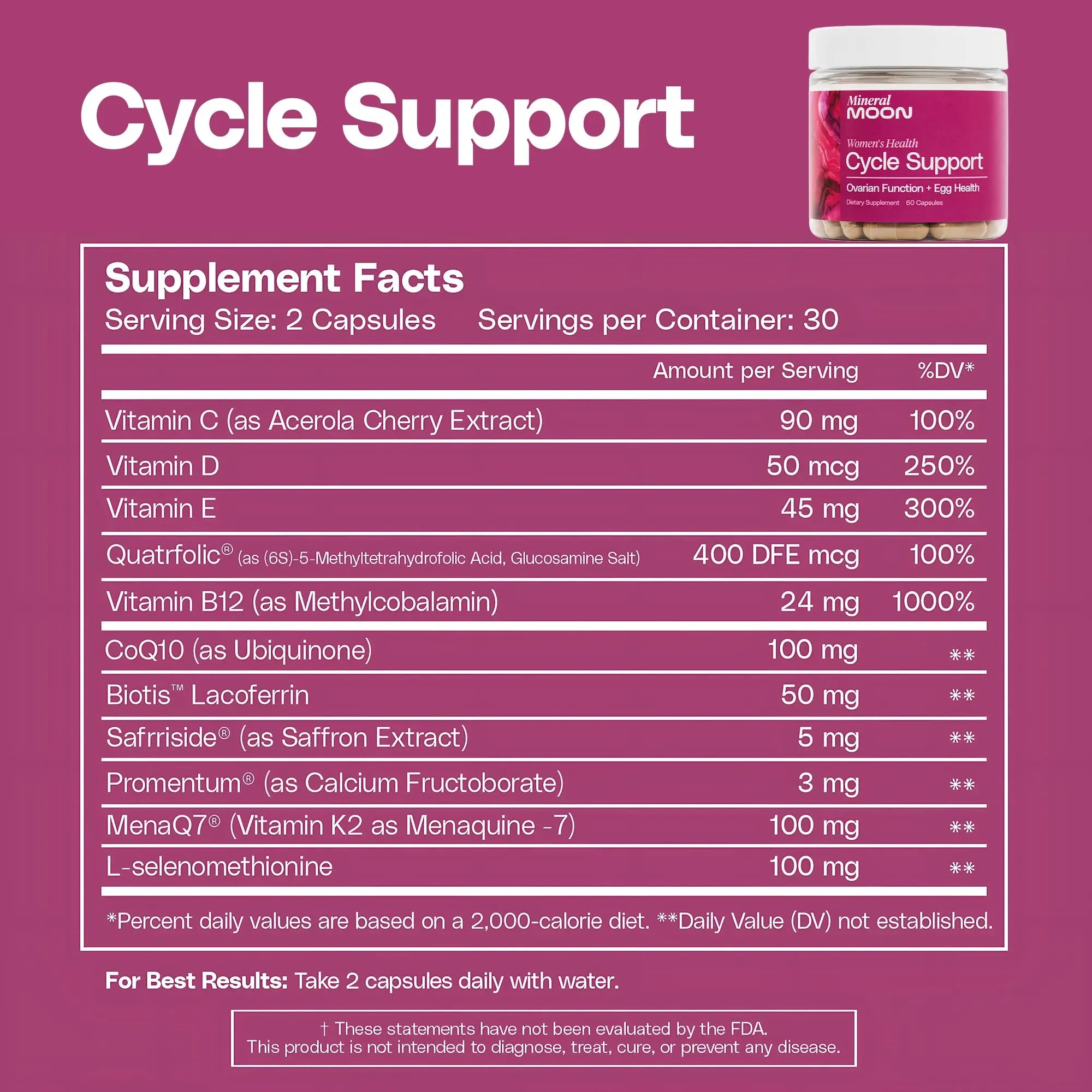 Mineral Moon Hormonal Support Bundle - Menstrual Supplement + Cycle Support - Aid Ovulation, Hormonal Balance & PMS Support - Reduce Period Cramps & Fatigue - Antioxidant Ovarian Support Vitamins Mineral Moonnz supplements