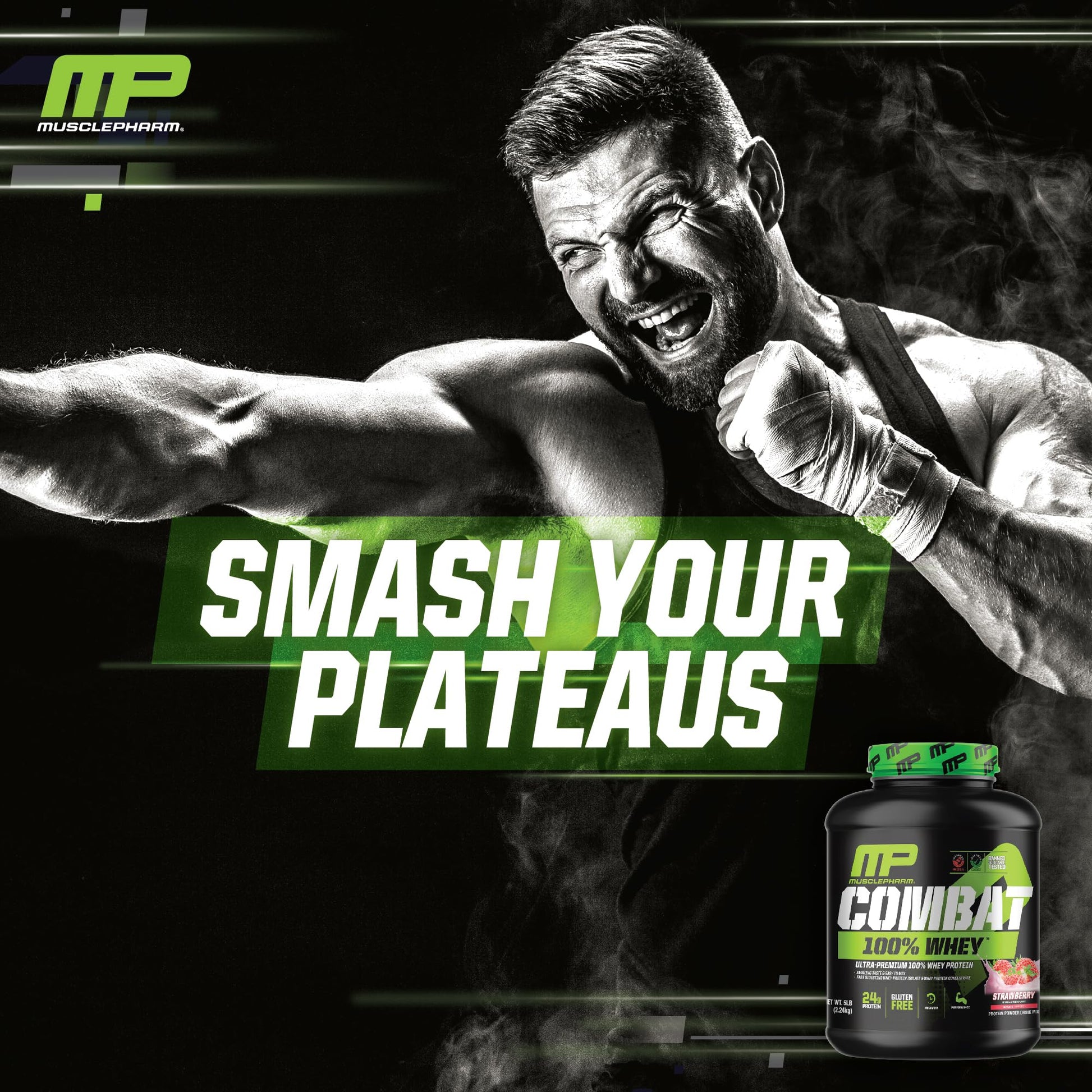 MusclePharm Combat 100% Whey Protein Powder, Strawberry Cream Flavor Muscle PharmUS supplements