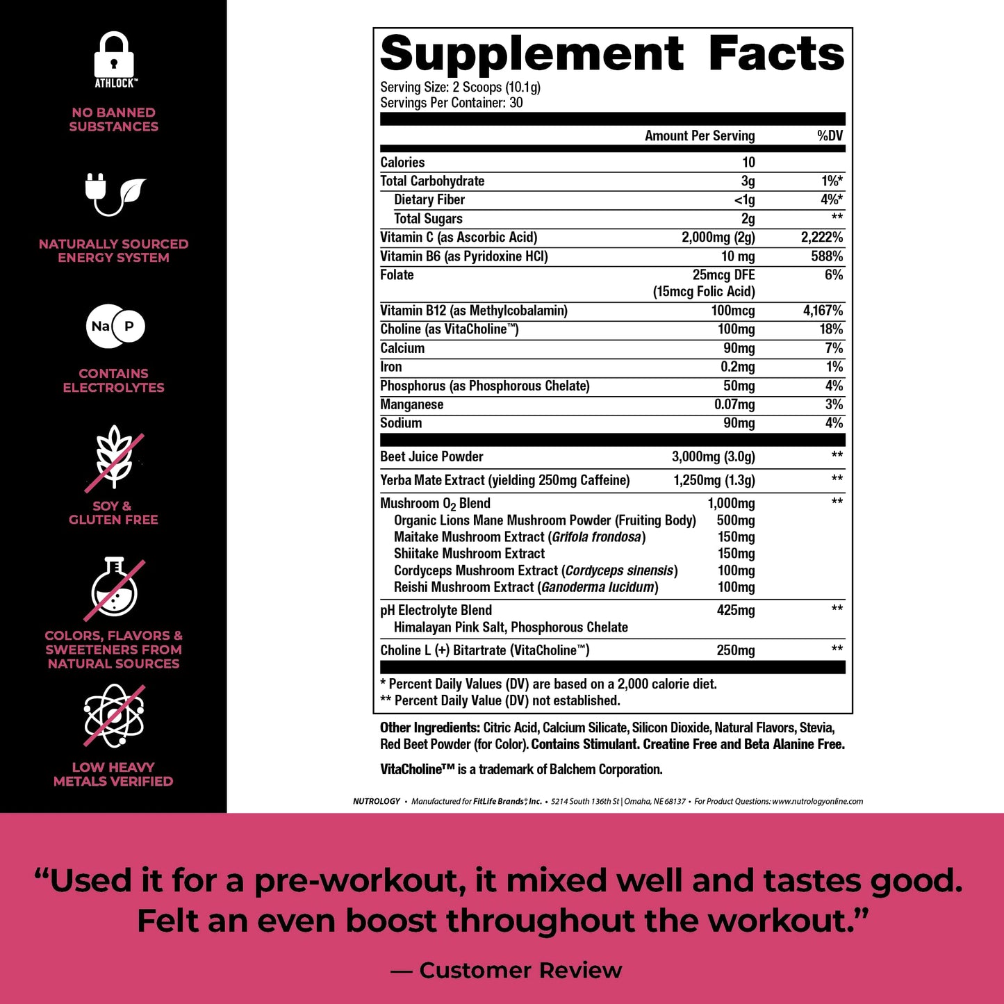 Nutrology Beet Natural O2, Pre Workout Powder, Energy, Endurance; Nitric Oxide Booster NutrologyUS supplements