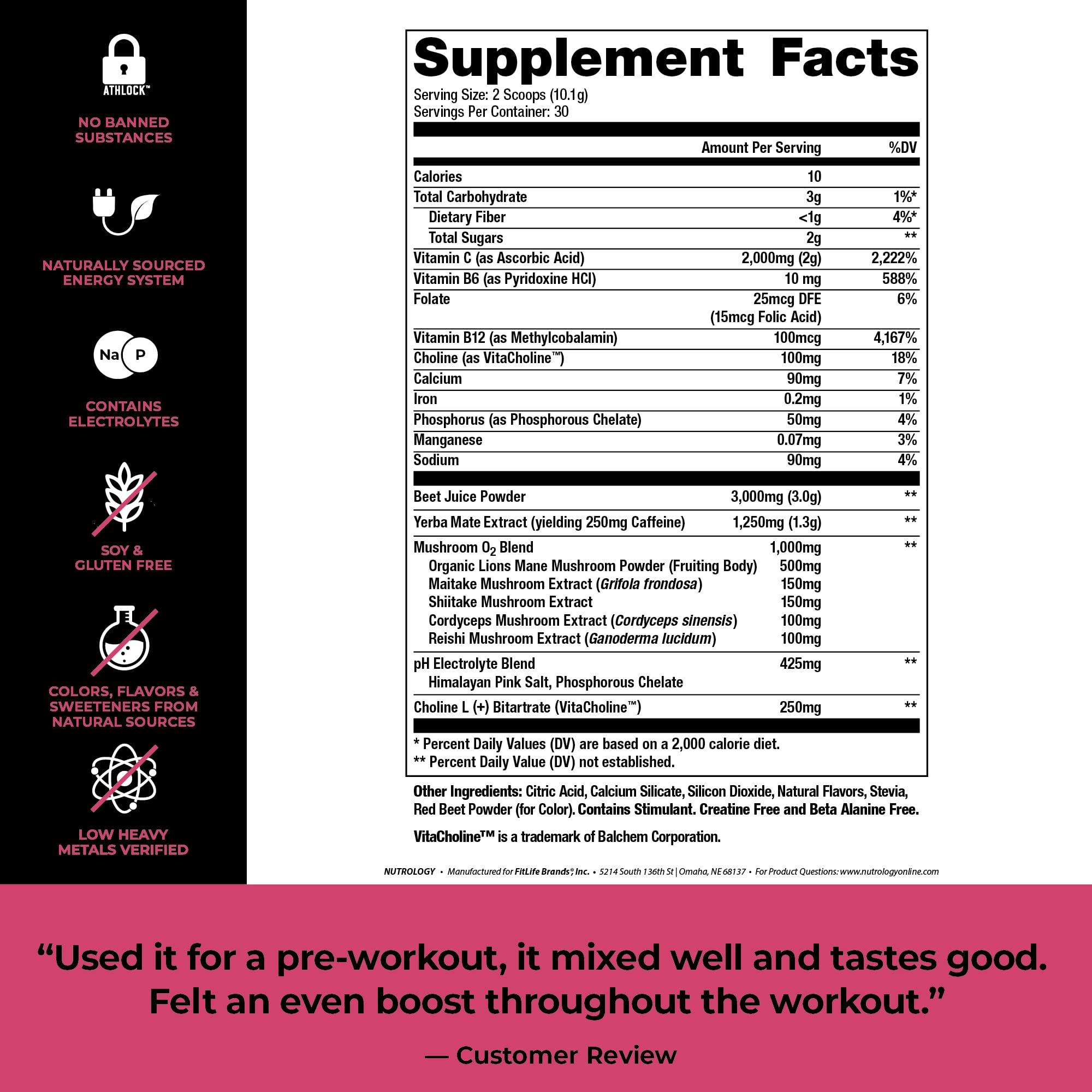 Nutrology Beet Natural O2, Pre Workout Powder, Energy, Endurance; Nitric Oxide Booster NutrologyAu supplements