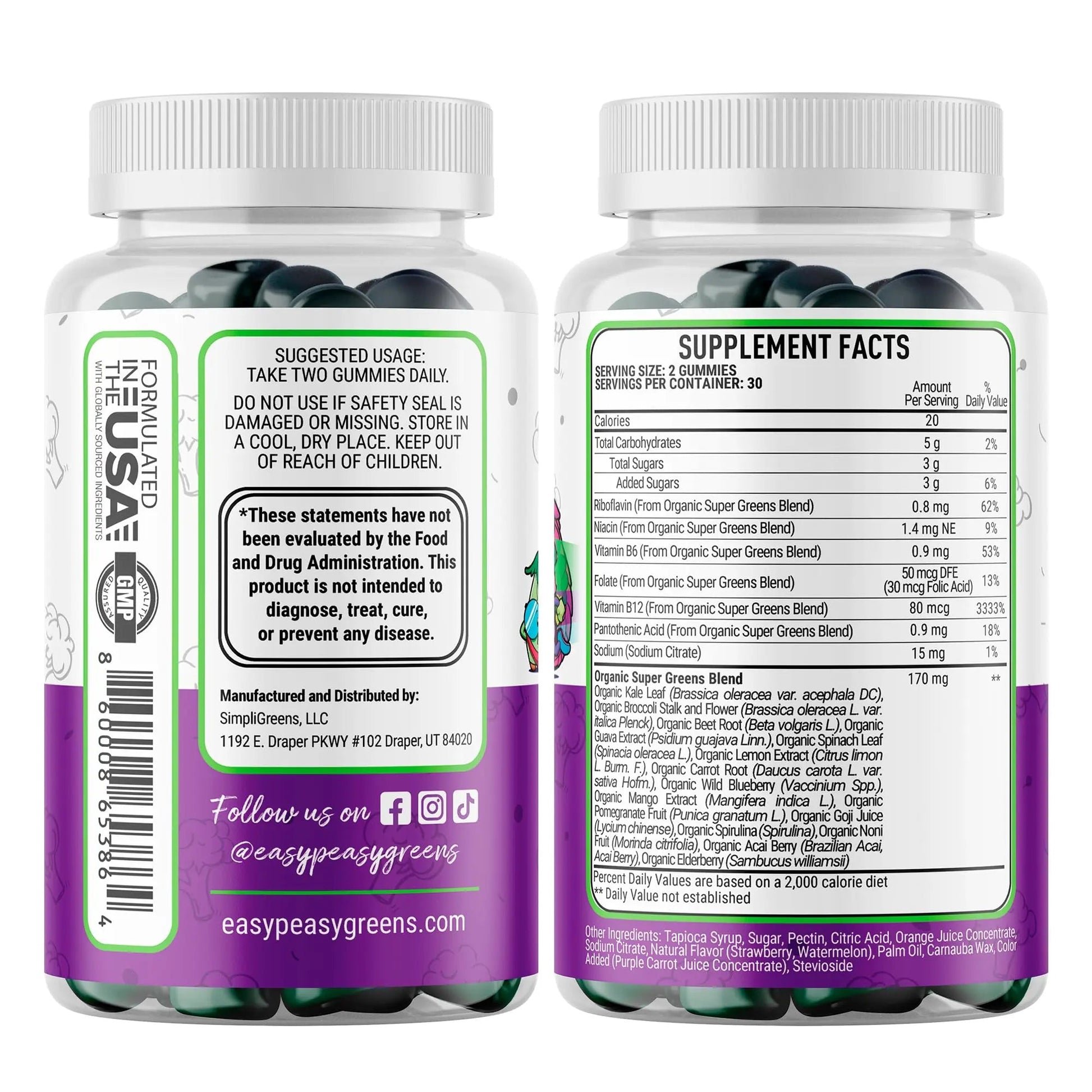 EasyPeasyGreens Daily Veggie Gummies for Kids - 60 Greens Gummies - Helps Picky Eaters Get Their Veggies in EASY PEASY GREENSAu supplements