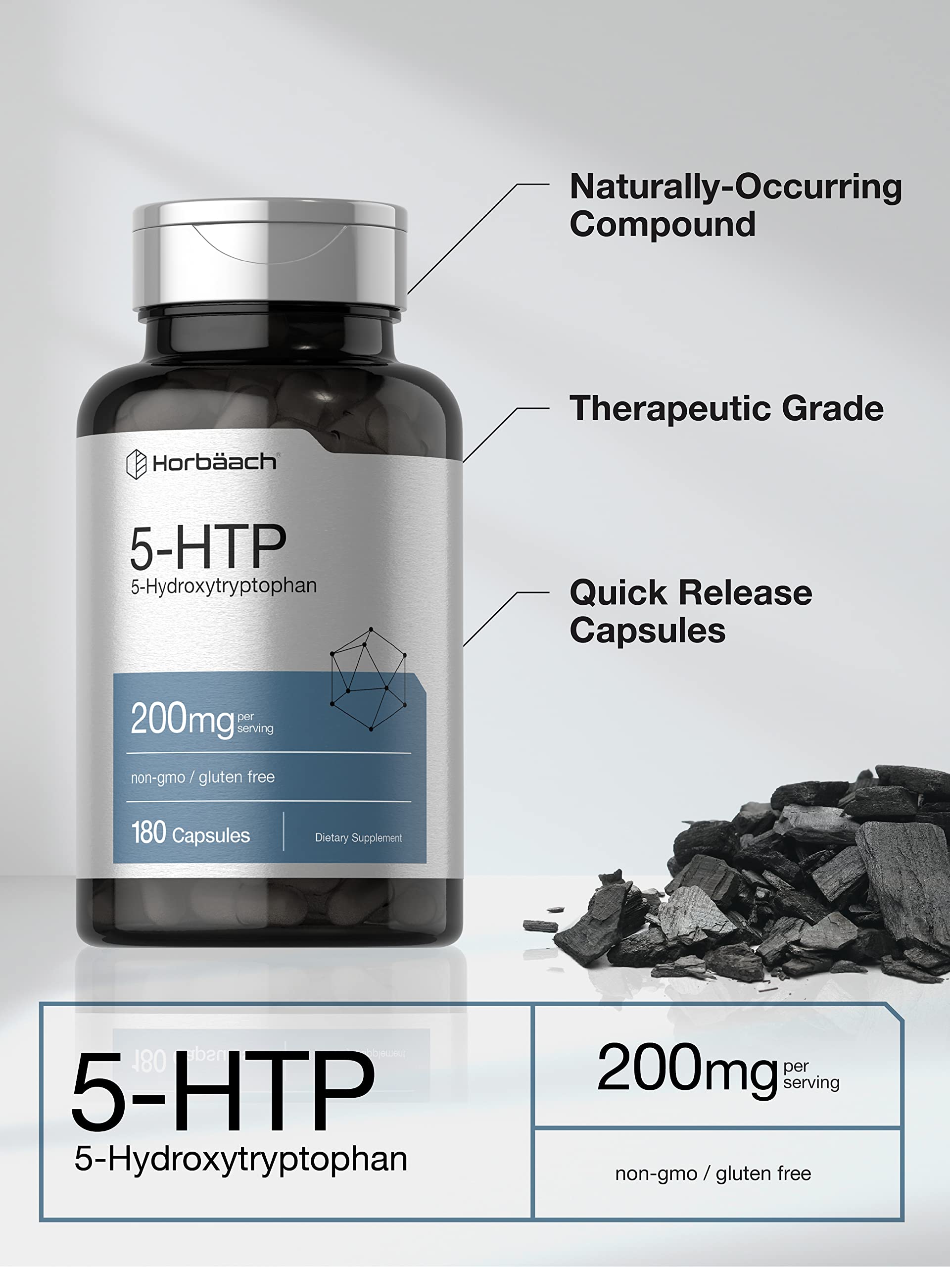 5HTP 200mg Capsules | 180 Capsules | Griffonia Simplicifolia | 5HTP Extra Strength Supple HorbäachAu supplements