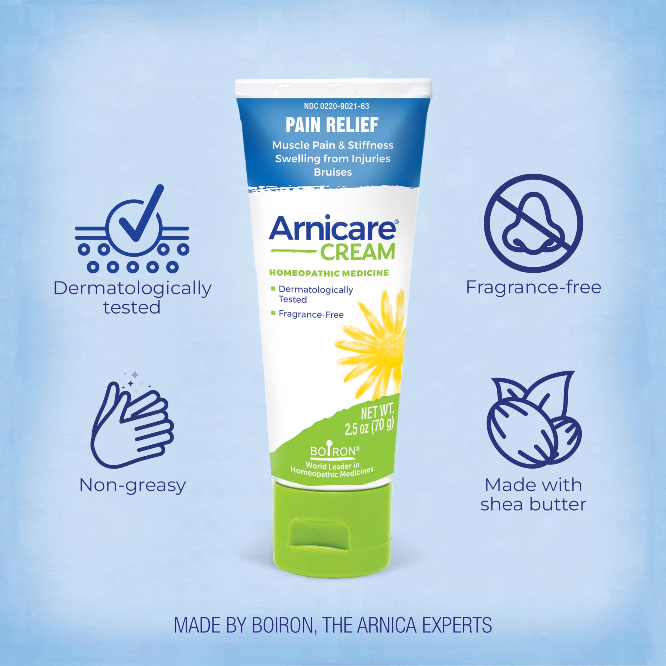 Boiron Arnicare Cream Natural Soothing Relief for Joint Pain, Muscle Pain, Swelling, Soreness, and Stiffness - Fast Absorbing and Fragrance-Free - 2.5 oz BoironAu supplements