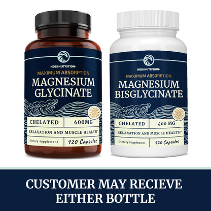 Magnesium Bisglycinate 400mg | Chelated Bisglycinate for Muscle Relaxation, Bones Nobi NutritionUS supplements