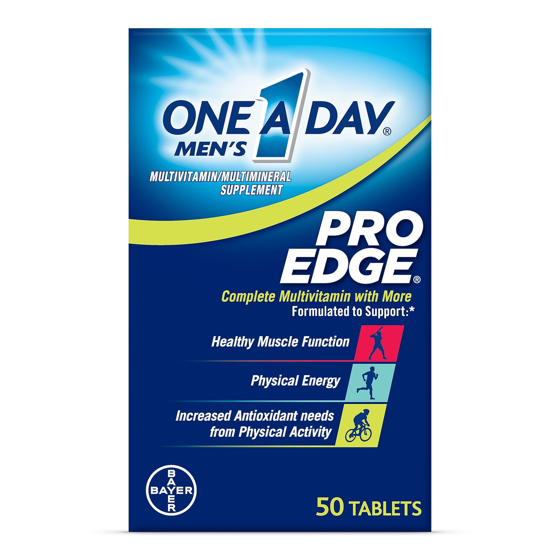 One A Day Men’s Pro Edge Multivitamin, Supplement with Vitamin A,C,D, E and Zinc for Immune Health Support and Magnesium for Healthy Muscle Function, 50 Count ONE A DAYAu supplements