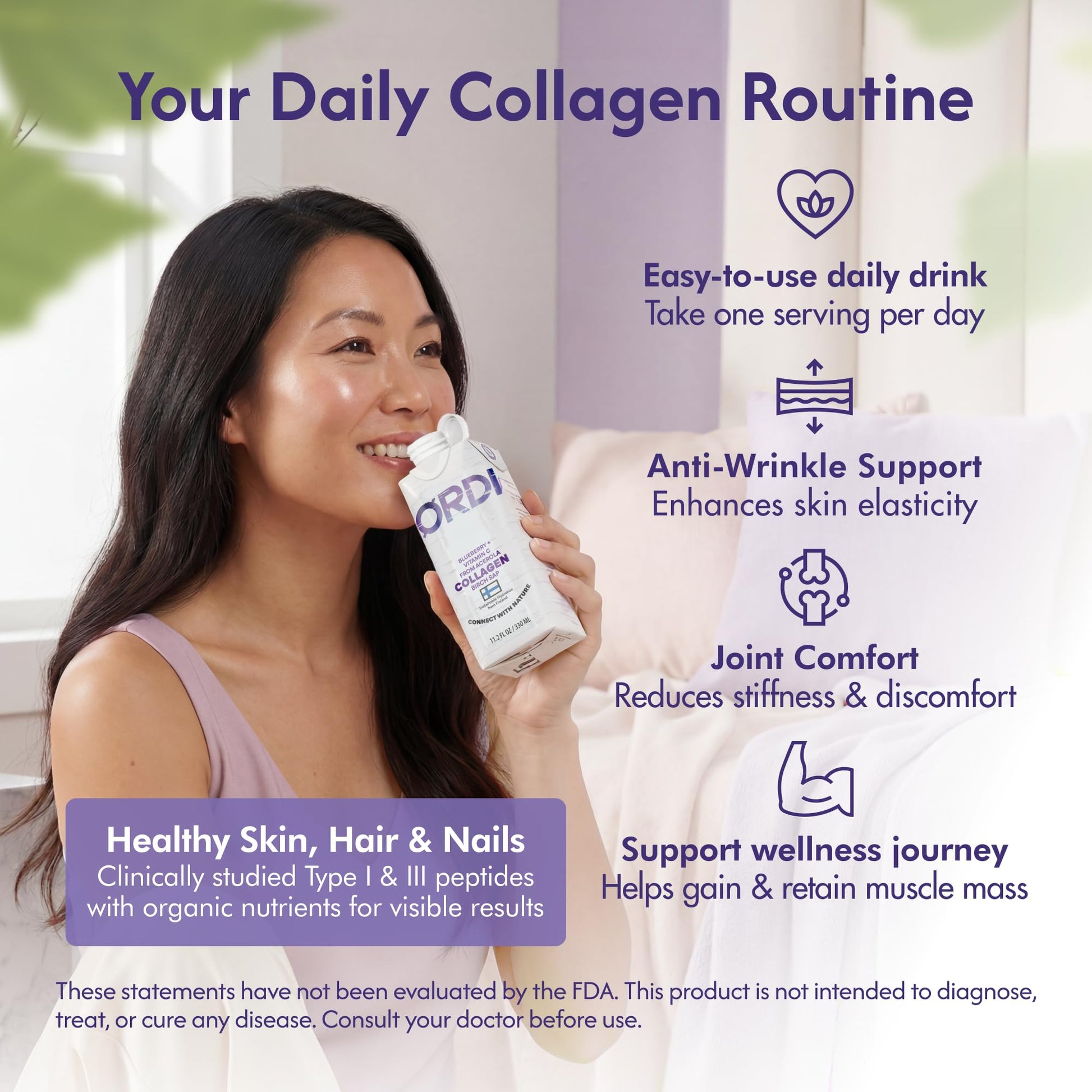 Nordic Liquid Collagen Peptide Drink, Organic Birch Sap, Wild blueberry + Vitamin C, Made in Finland - 10g Clinically Studied Grass Fed Collagen Peptides for Skin Hair Nails & Joint Support, with Silica, BPA-Free Beverage (12 Pack) Nordic Tree WaterAu supplements