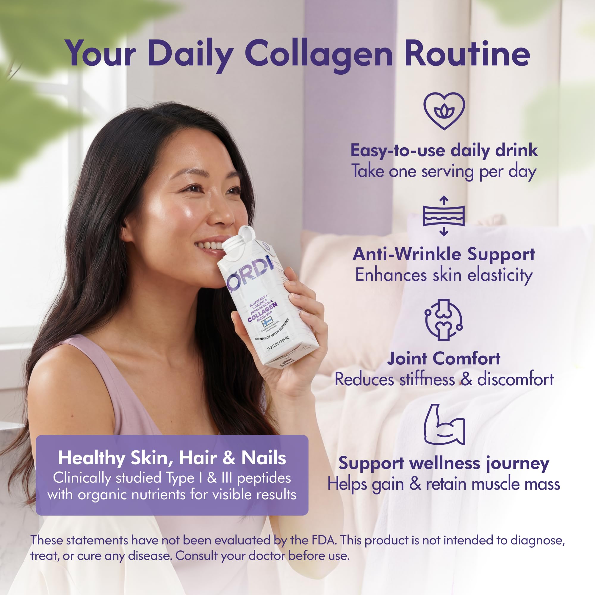Nordic Liquid Collagen Peptide Drink, Organic Birch Sap, Wild blueberry + Vitamin C, Made in Finland - 10g Clinically Studied Grass Fed Collagen Peptides for Skin Hair Nails & Joint Support, with Silica, BPA-Free Beverage (12 Pack) Nordic Tree WaterAu supplements