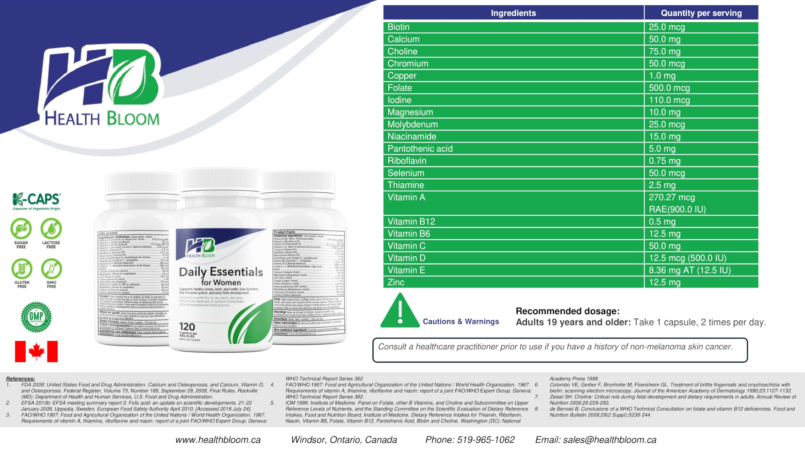 Daily Essentials for Women| 120 Capsules | Health Bloom | Vitamins and Minerals Capsules | Health Bloom Inc.Au supplements