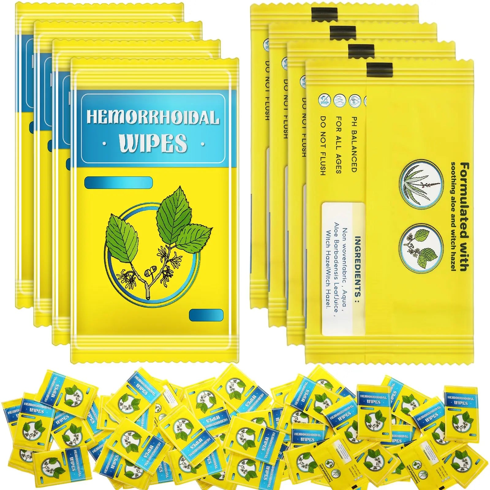 Timgle 300 Counts Individual Packing Hemorrhoid Wipes Witch Hazel Wipes for Butt Hemorrhoidal and Relief Swelling Pain Burning Itching Numbing, 5.5 x 7 Inch TimgleAu supplements